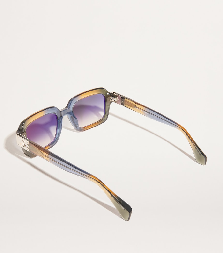 Gradient Rectangle Hardware Sunglasses CRYSTAL BLUE/MUSTARD Image 3