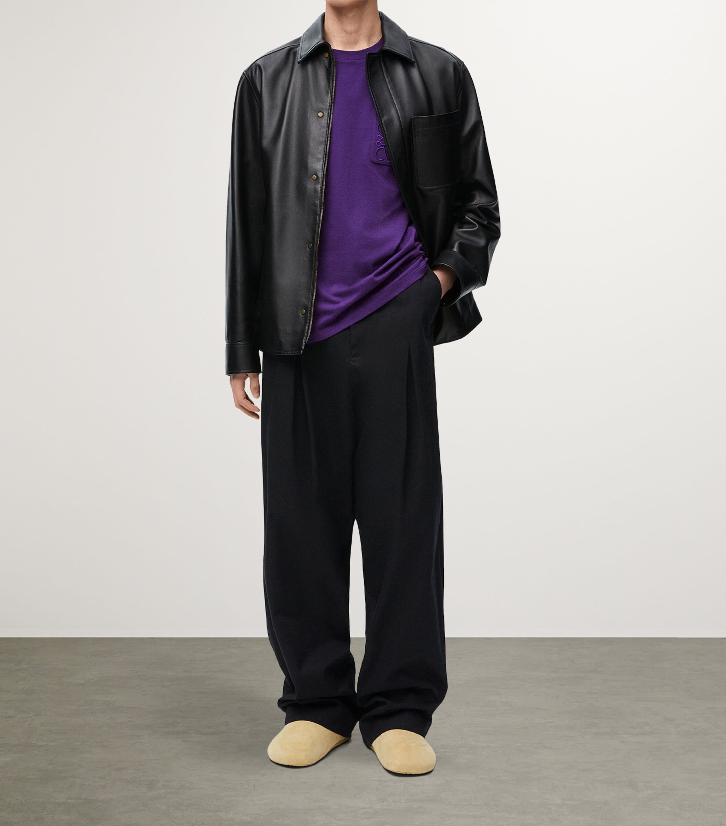 LOEWE Leather Shirt Jacket | Harrods HK