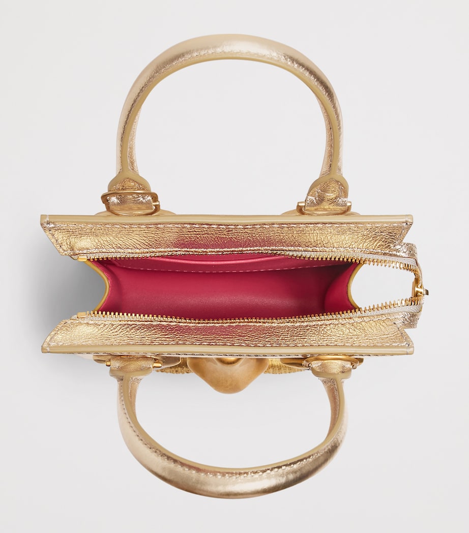 Schiaparelli Mini Metallic Leather Face Top-Handle Bag Gold Image 5
