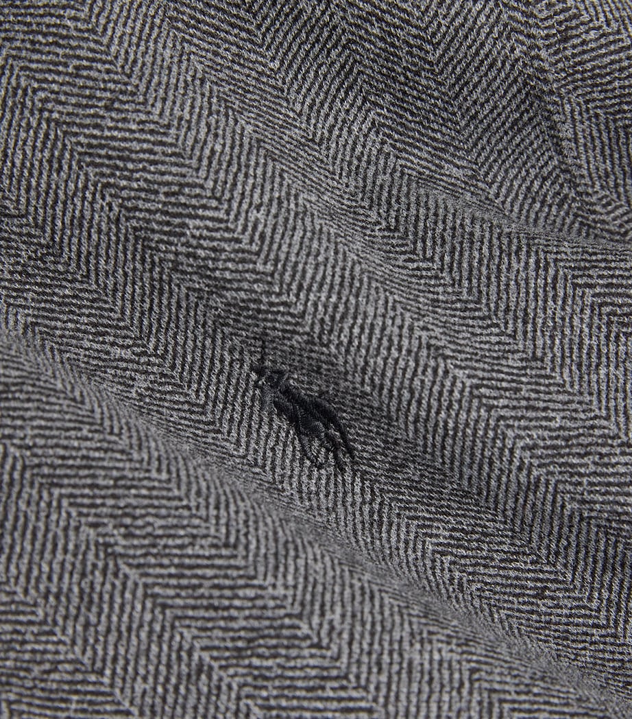 Cotton Heringbone Quarter-Zip Sweatshirt GREY Image 5