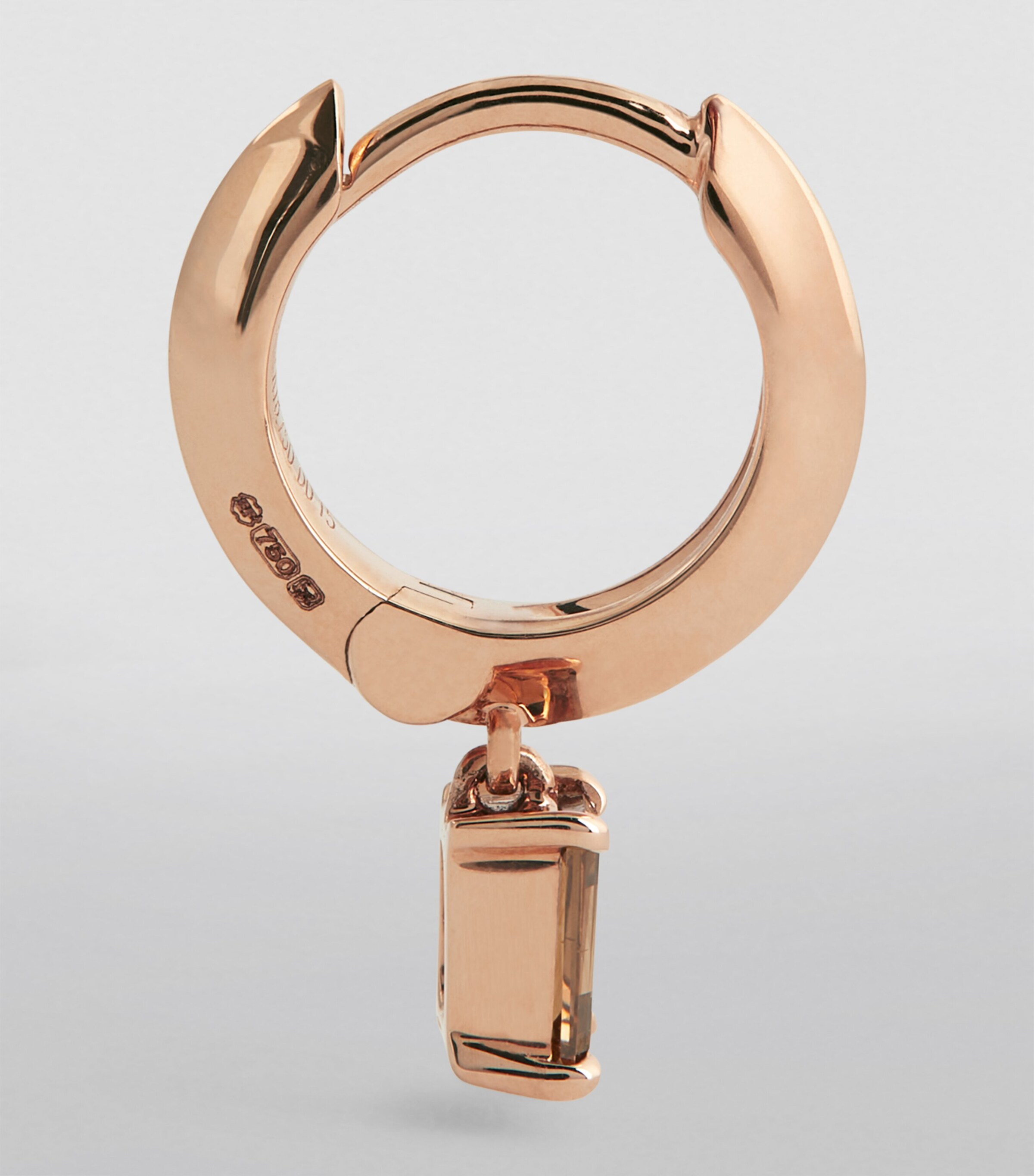 Eva Fehren Rose Gold and Diamond Prism Single Bevelled Hoop Earring Rose Gold Image 3