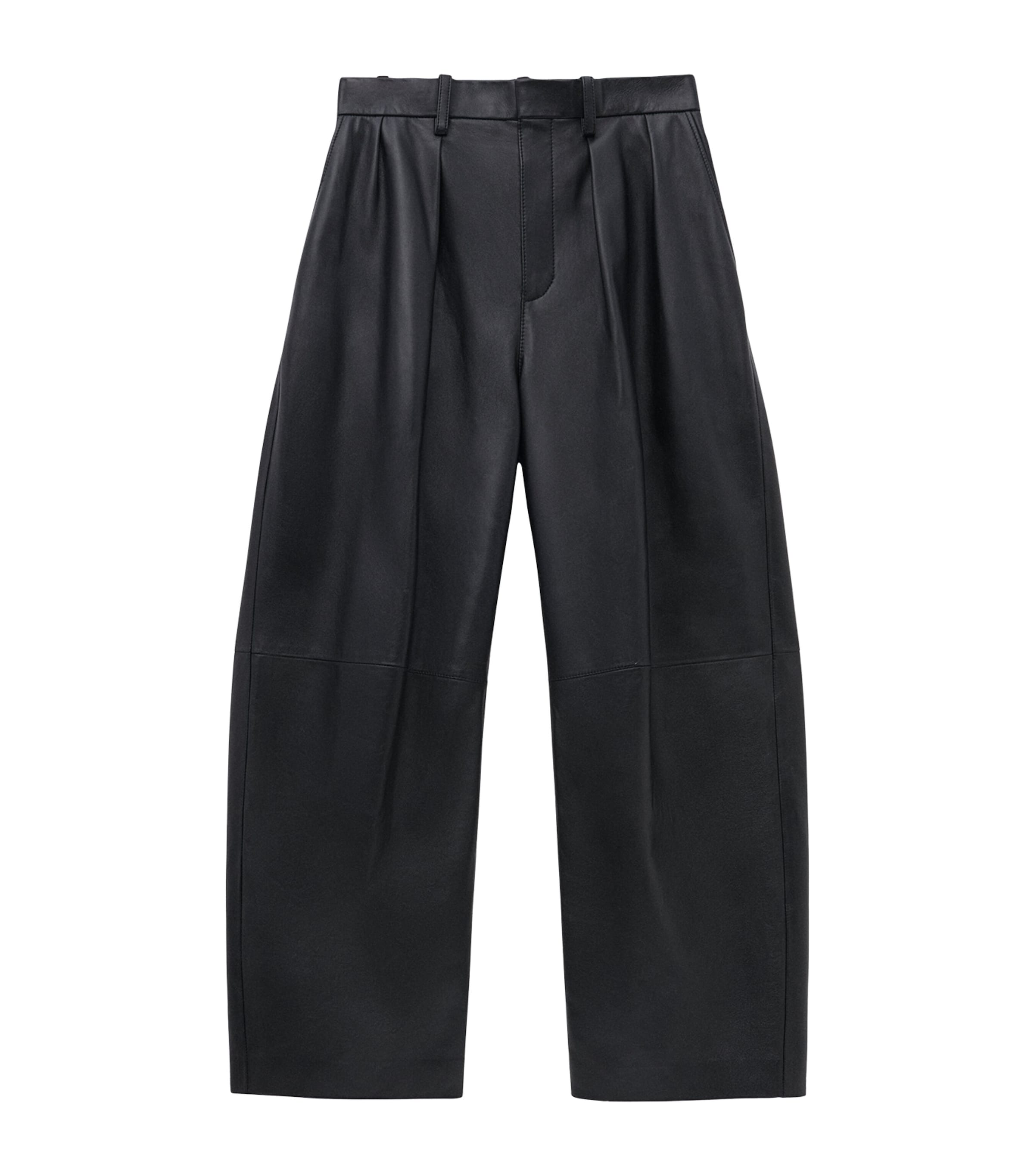 Leather Barrel Trousers BLACK Image 1