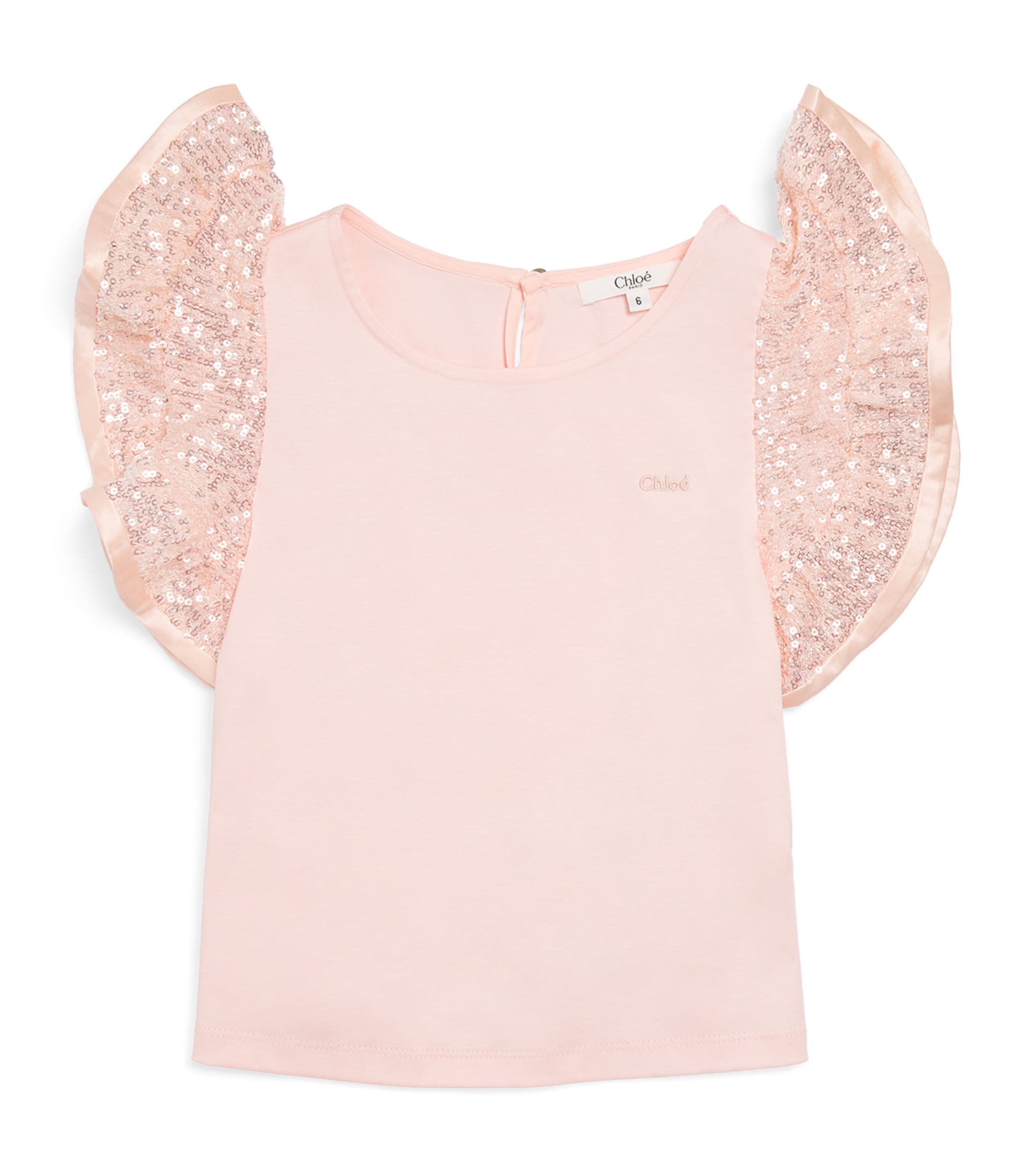 Chloé Sequin-sleeve Logo Top In Pink