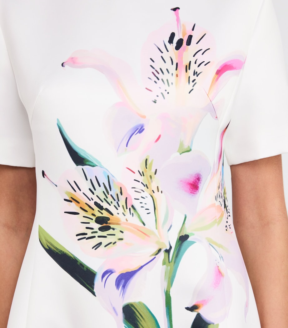 Satin Floral Caroline Midi Dress LILY PRINT IN SNOW Image 4