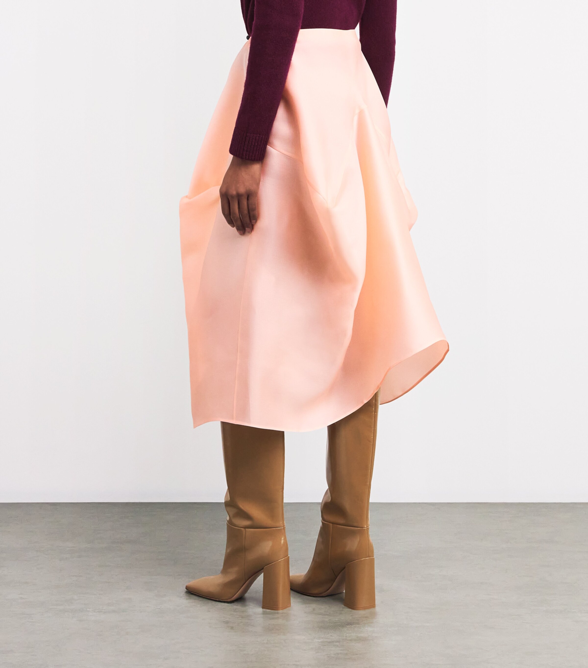Khaite Womens Silk Gazar Sawyer Midi Skirt Soft Pink Image 3