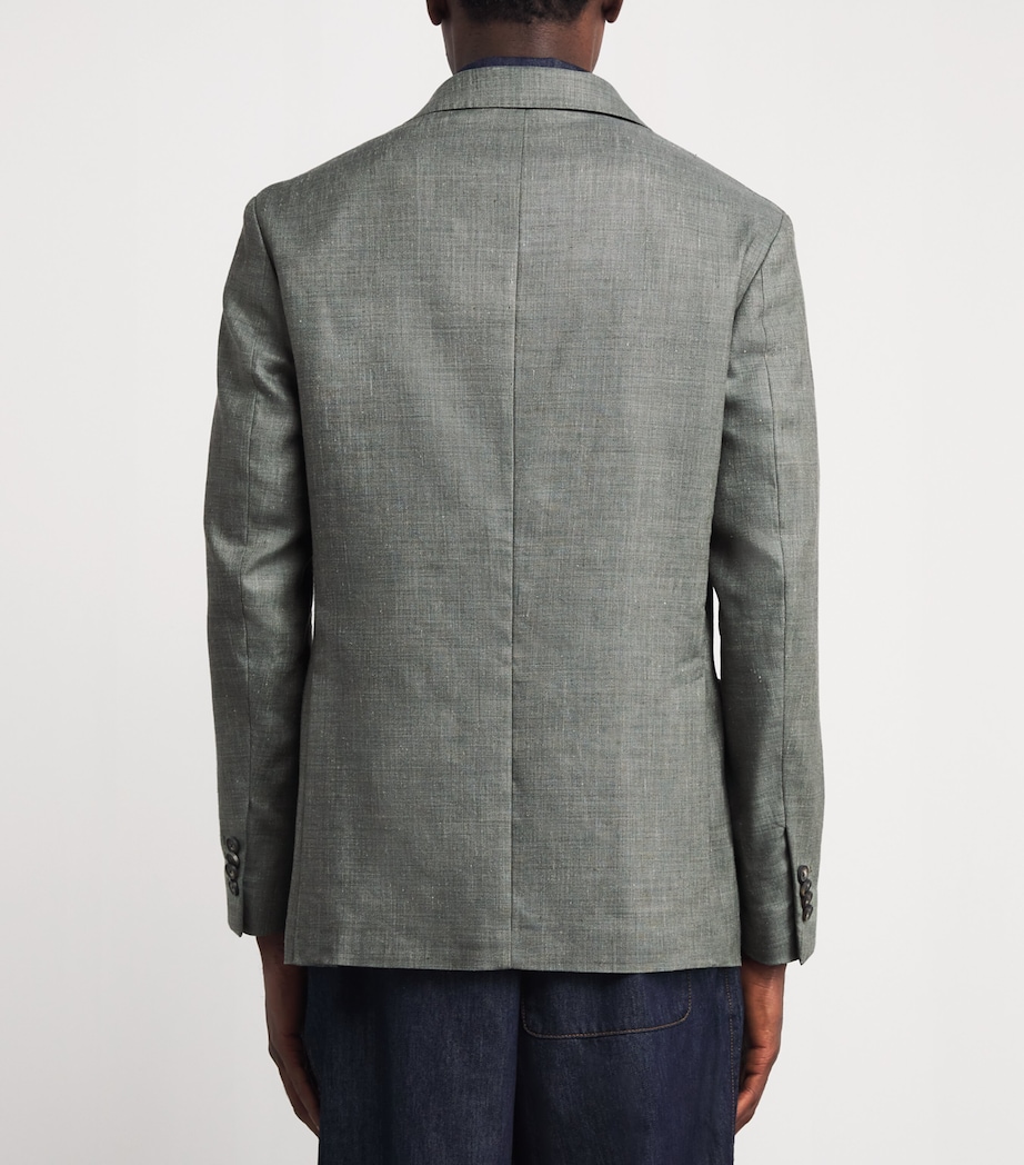 Eton Mens Wool-Silk-Linen Blazer Mid Green Image 5