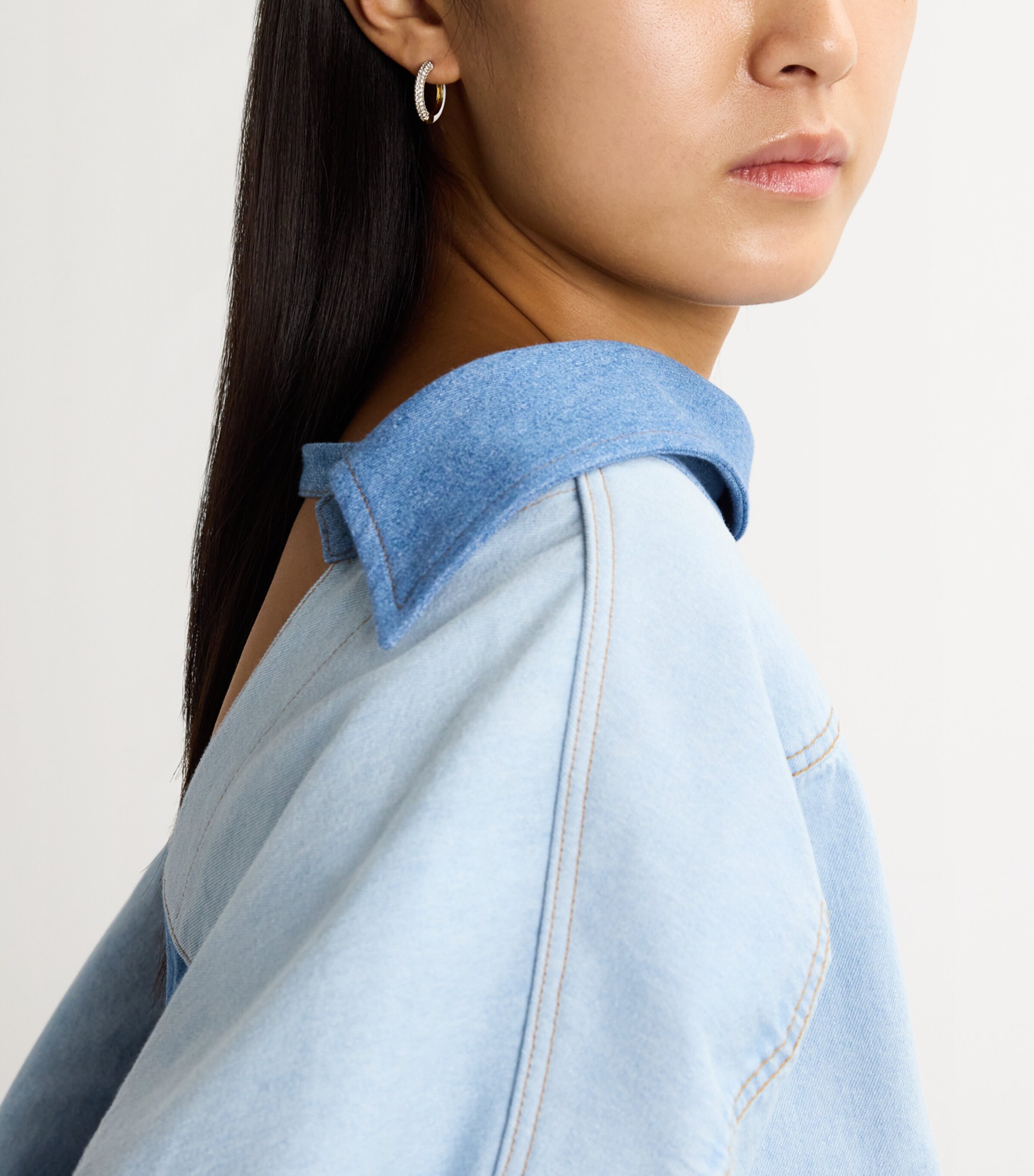 Yellow Gold, Diamond and Enamel Duo Hoop Earrings YELLOW GOLD Image 2