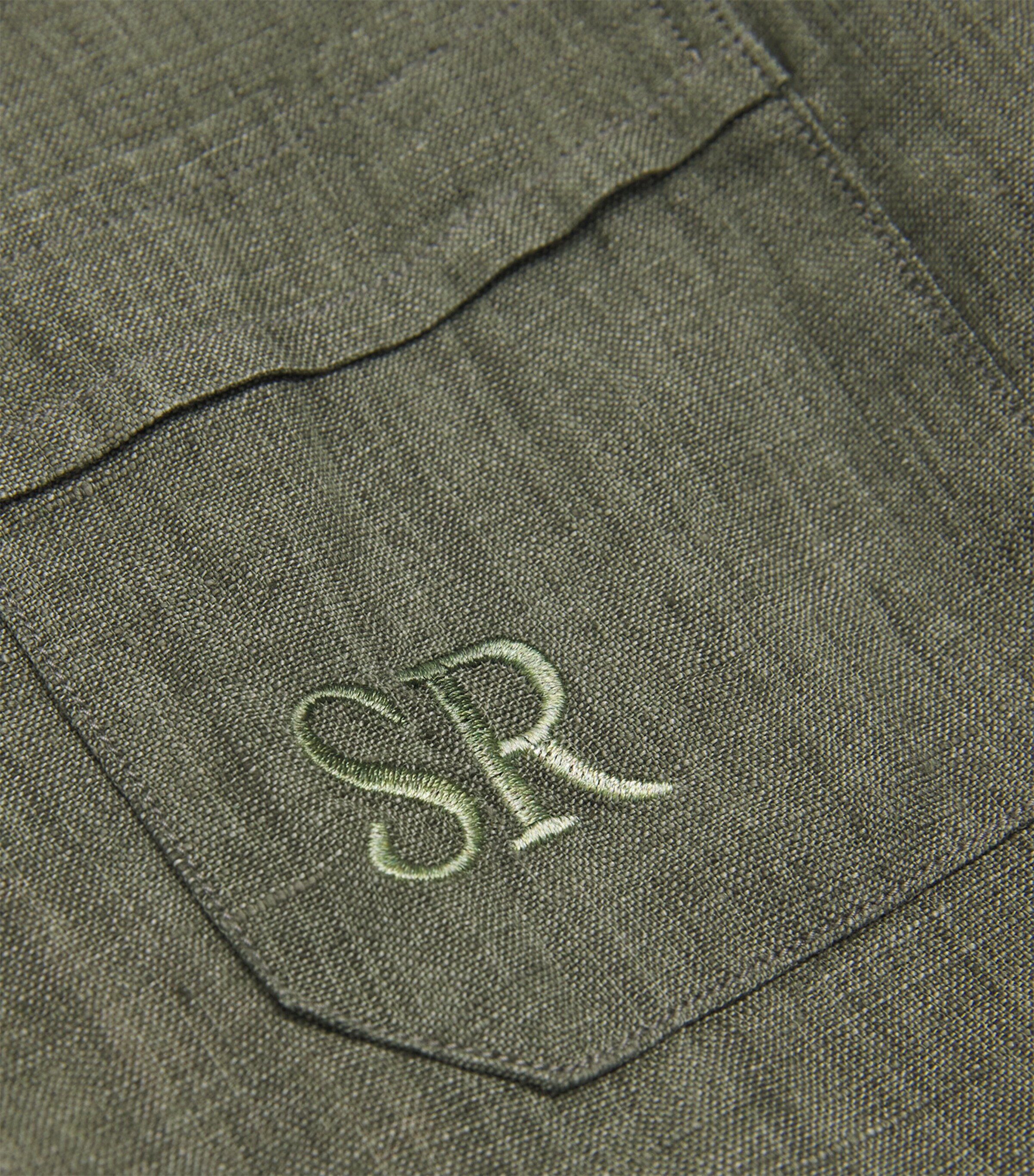 Stefano Ricci Kids Linen Embroidered Shirt (8-16 Years) Green Image 3