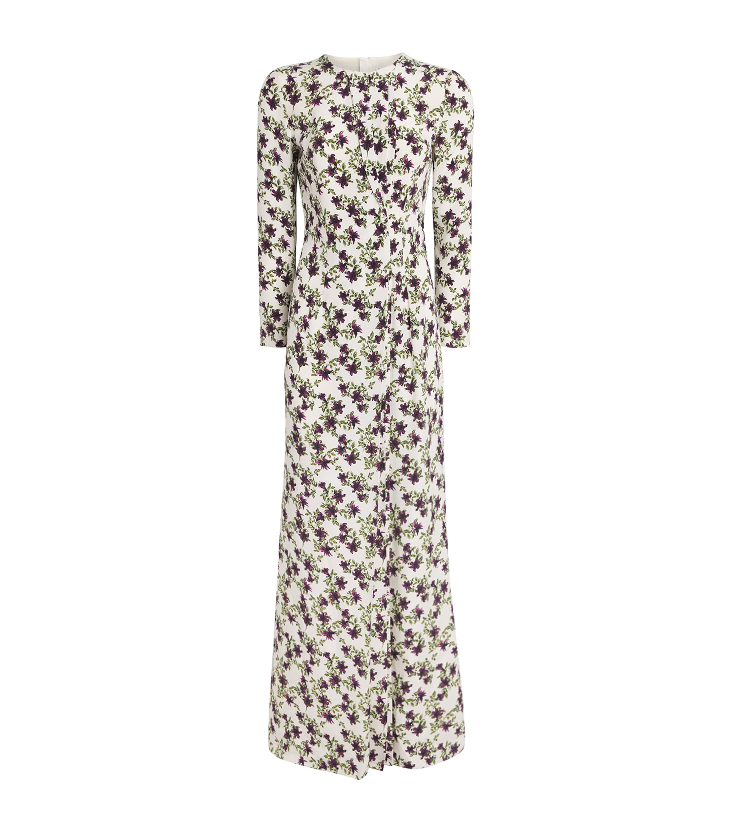 Emilia Wickstead Womens Silk Floral Silverio Maxi Dress Prpl/olv On Ivry Image 1