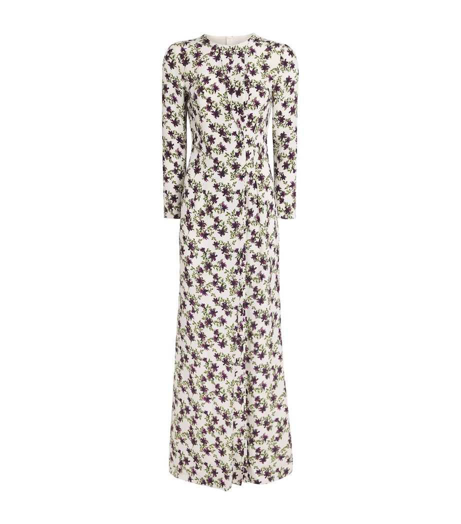 Emilia Wickstead Womens Silk Floral Silverio Maxi Dress Prpl/olv On Ivry Image 1