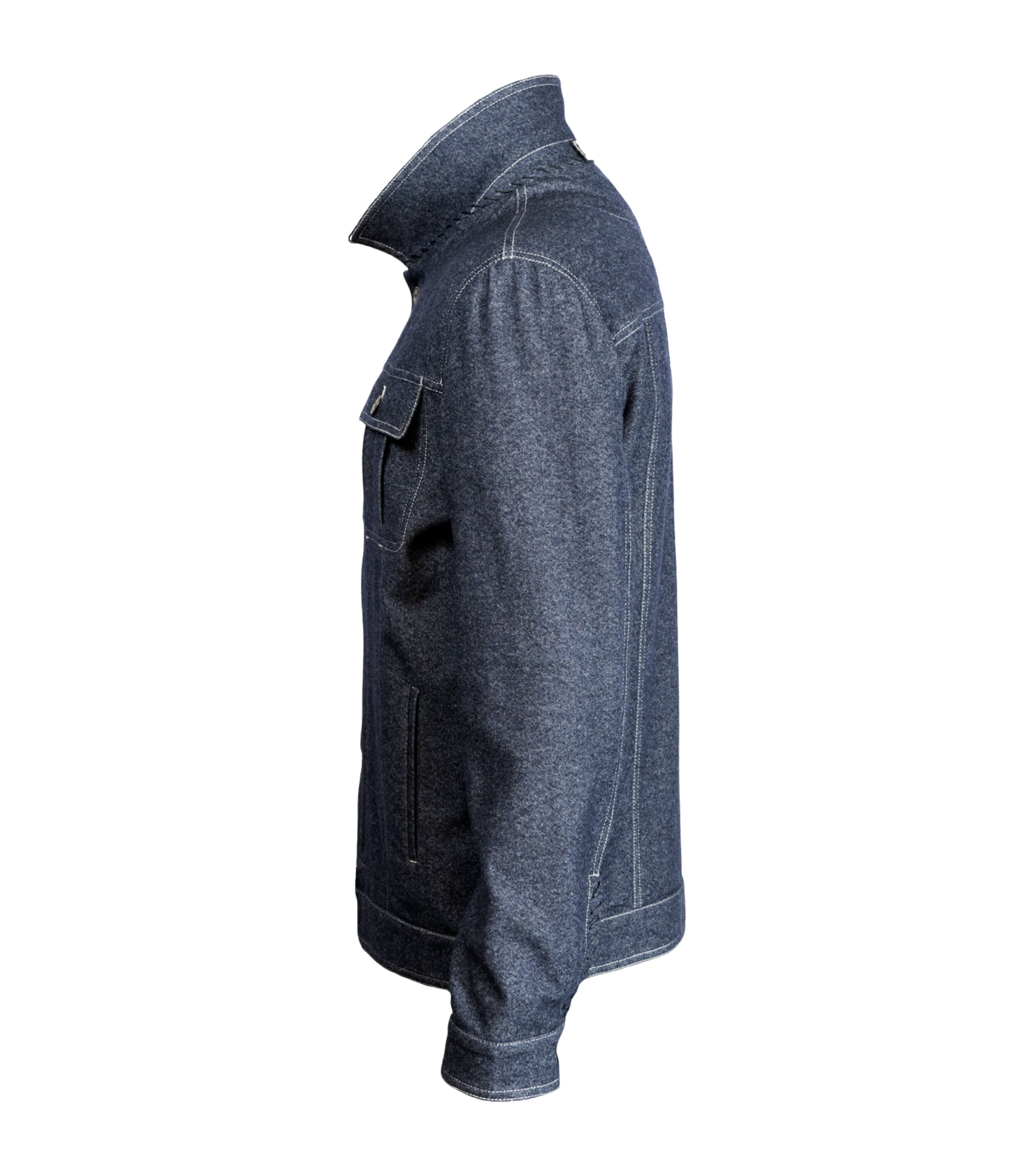 Alan Scott Mens Cashmere-Blend Denim Jacket Dark Indigo Image 2