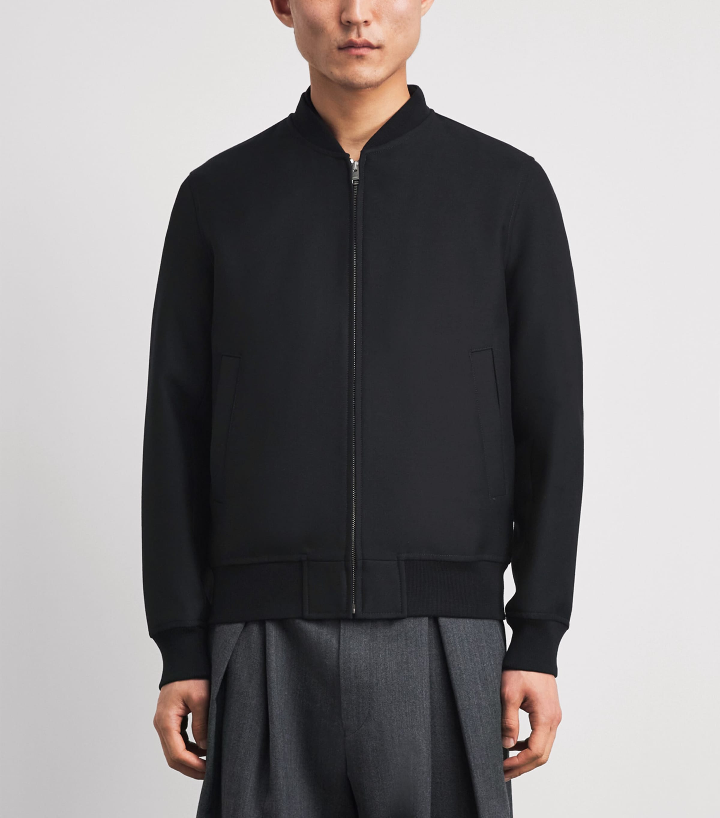 Sandro Paris Mens Wool-Blend Bomber Jacket Navy Blue Image 4
