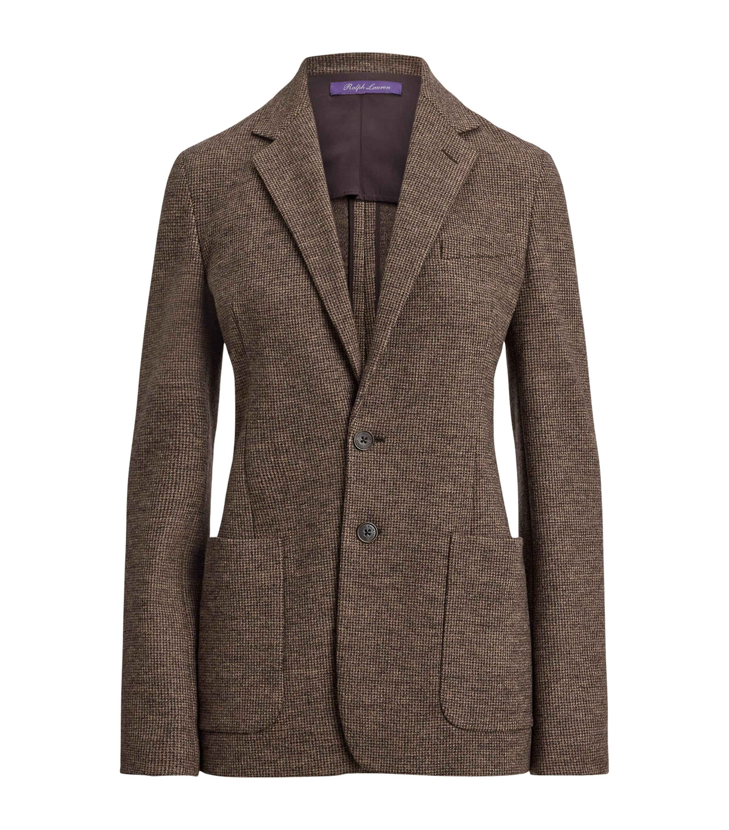 Ralph Lauren Wool Tick-weave Jersey Hailey Blazer In Brown
