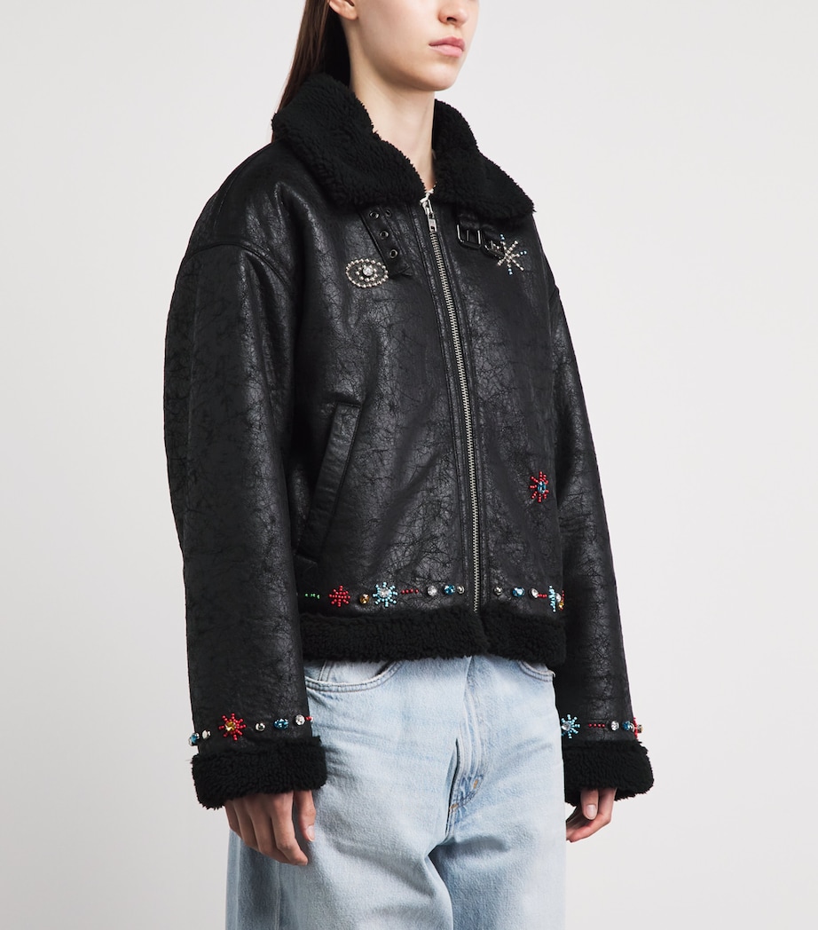MOTHER Womens Beaded The Strappy Brrly Jacket Mercury In Rtrograde Image 4