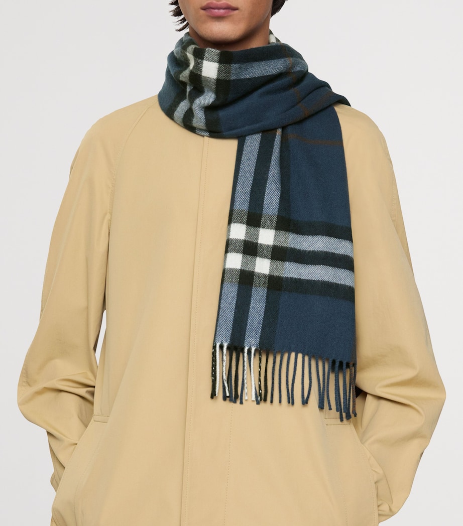 Cashmere Check Scarf MAST BLUE Image 4