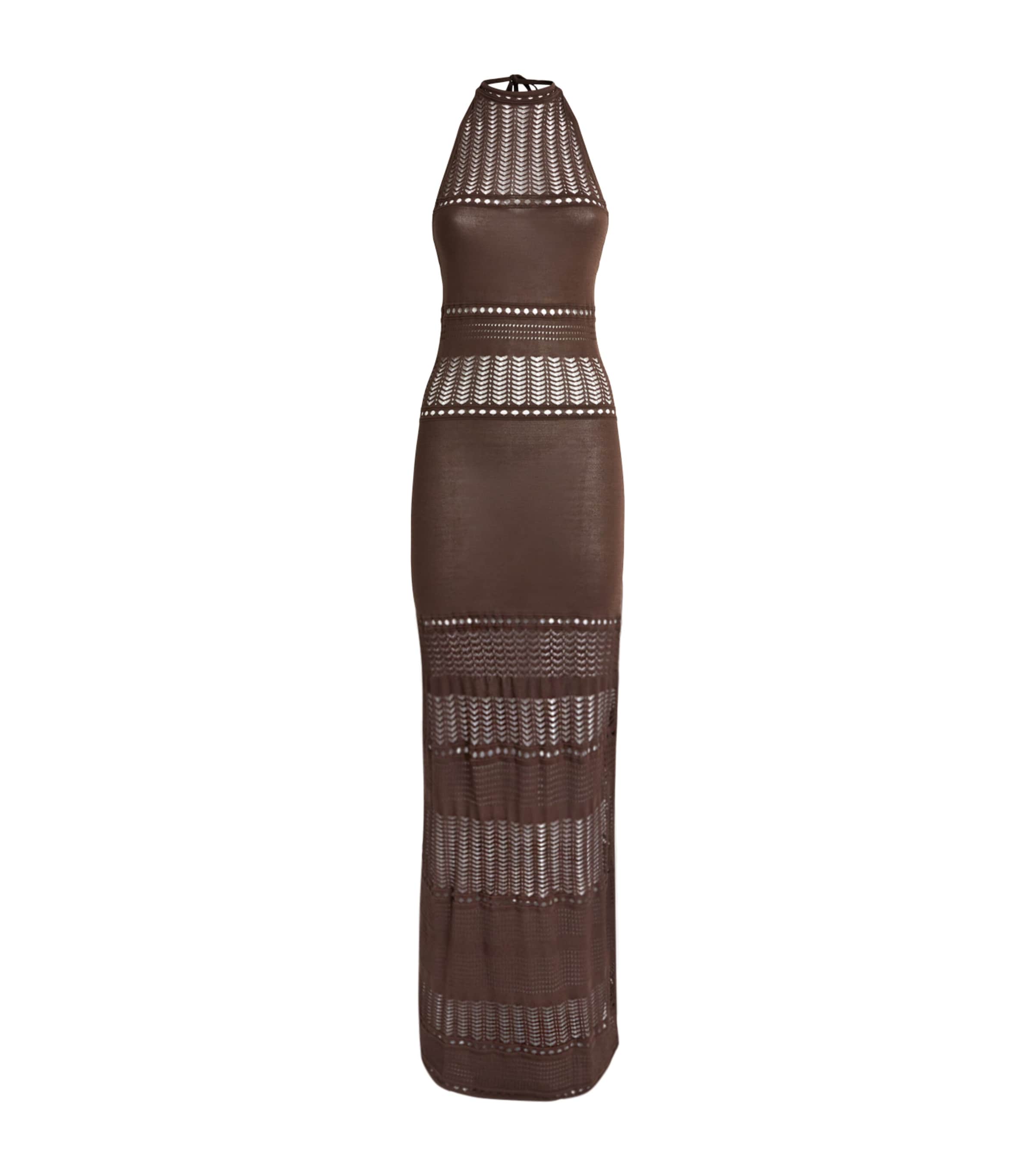 AWAY THAT DAY Womens Crochet Zanzibar Maxi Dress Espresso Image 1