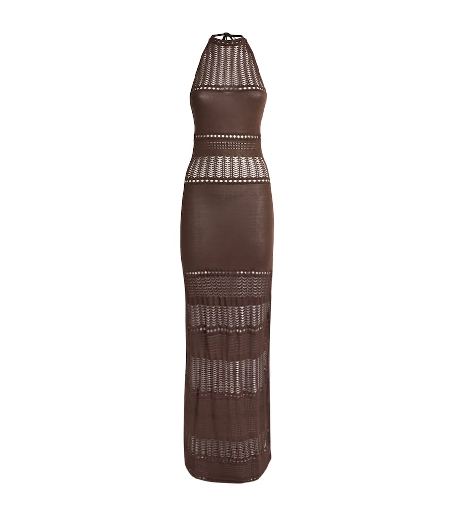 AWAY THAT DAY Womens Crochet Zanzibar Maxi Dress Espresso Image 1