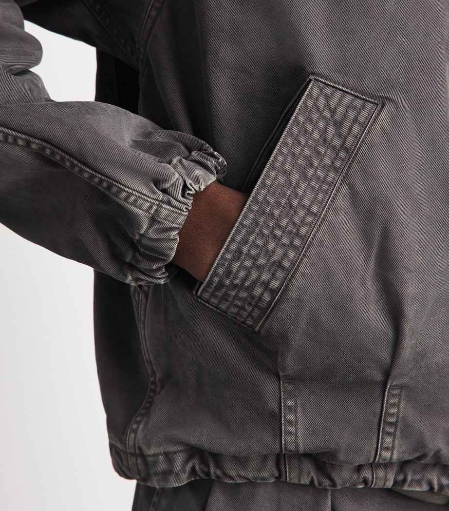 YOKE Mens Garment-Dyed Bomber Jacket Charcol Brown Image 3