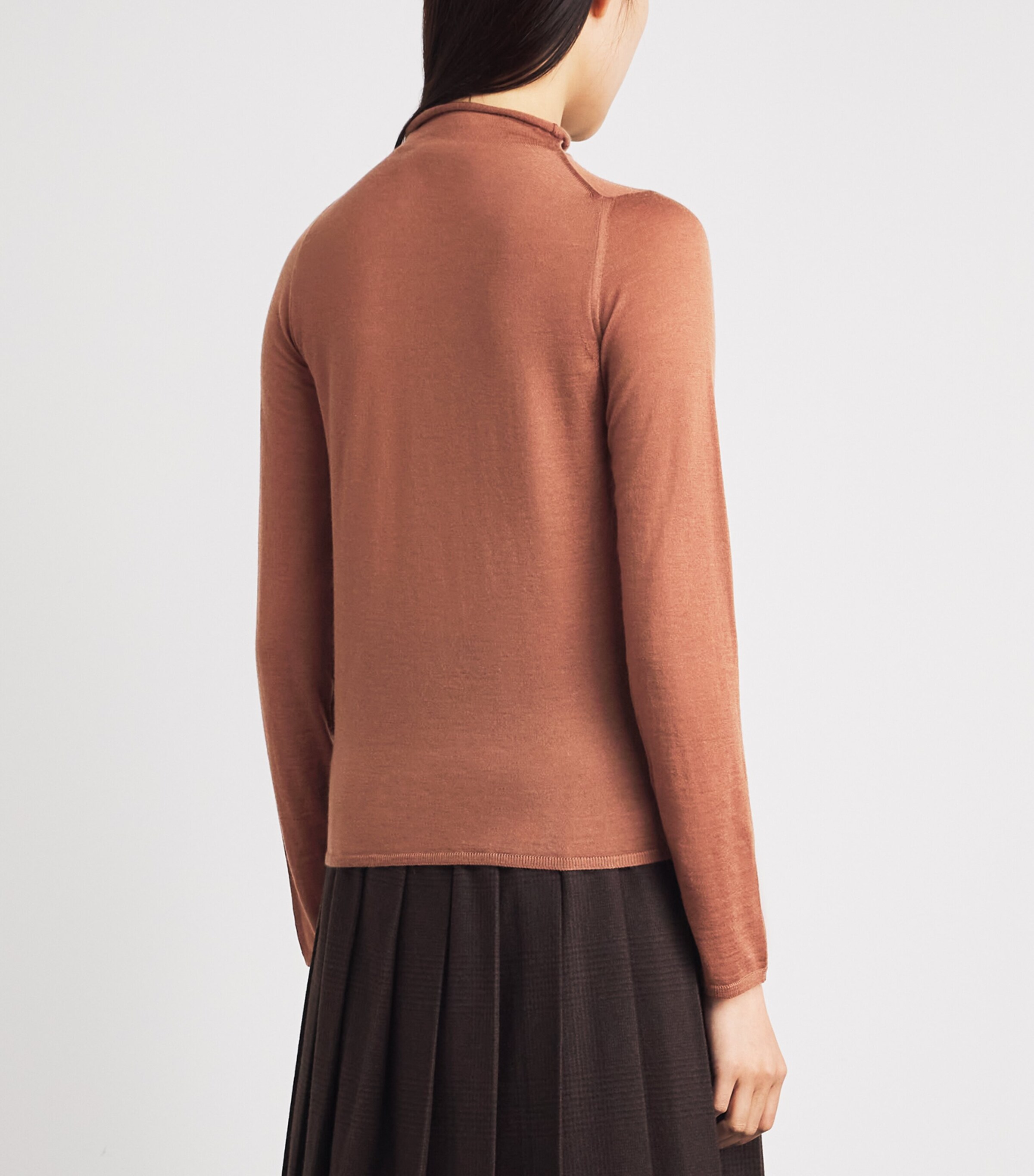 Colombo Womens Cashmere High-Neck Sweater Brick Image 5
