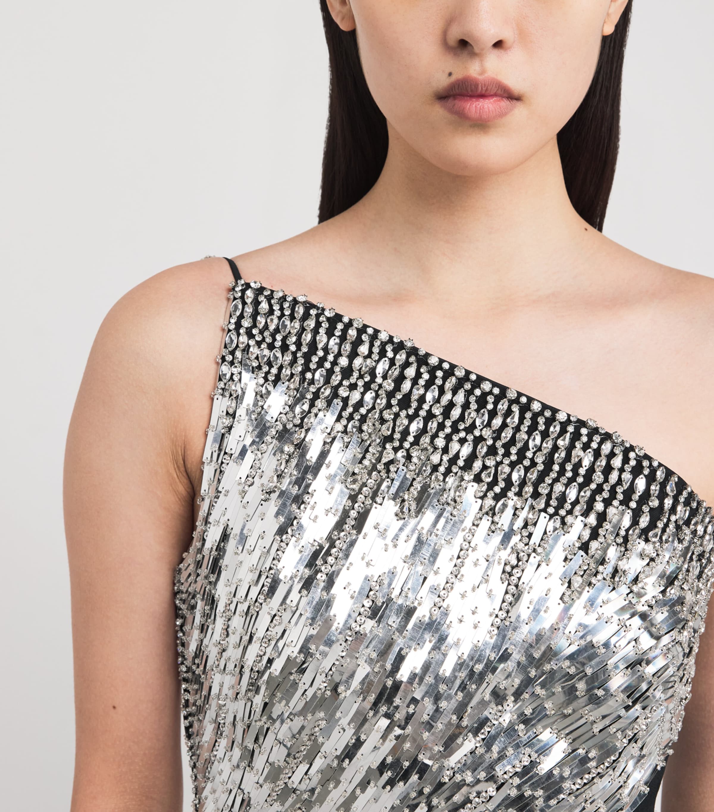 Crepe Embellished Tia Gown BLACK WITH CRYSTAL Image 5