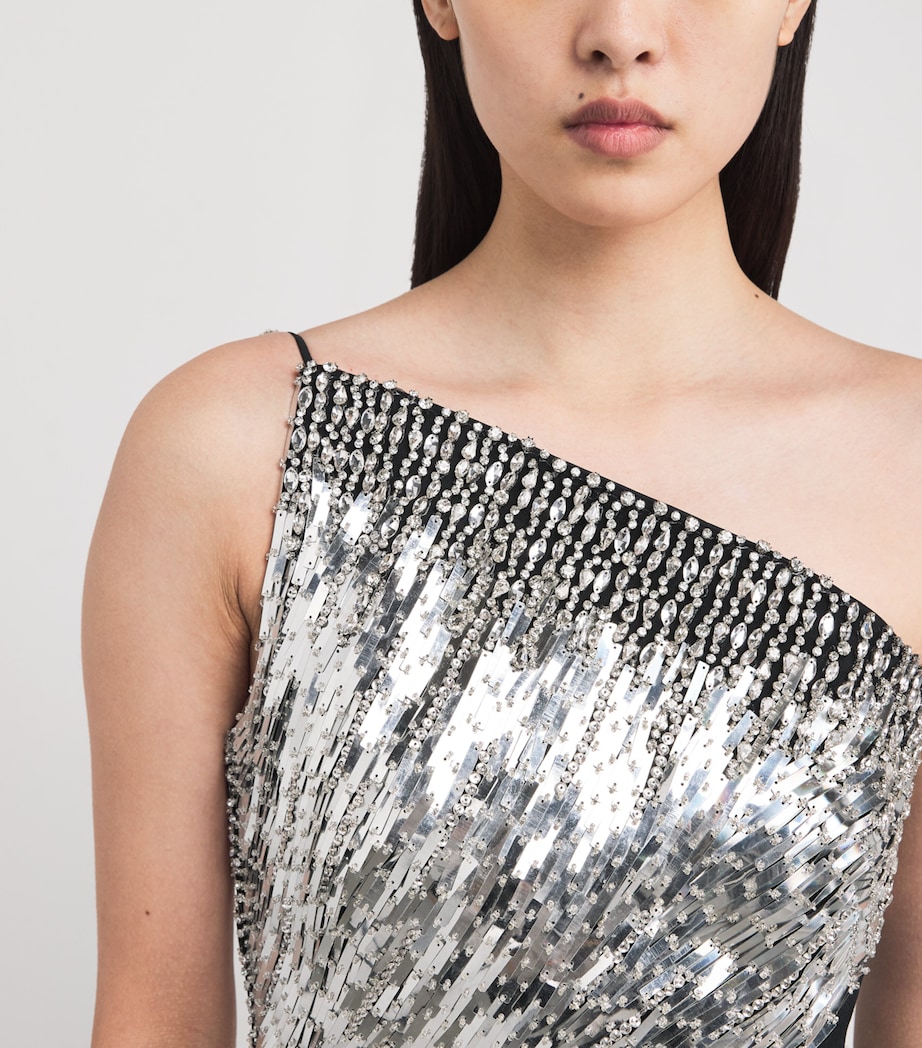 Crepe Embellished Tia Gown BLACK WITH CRYSTAL Image 5