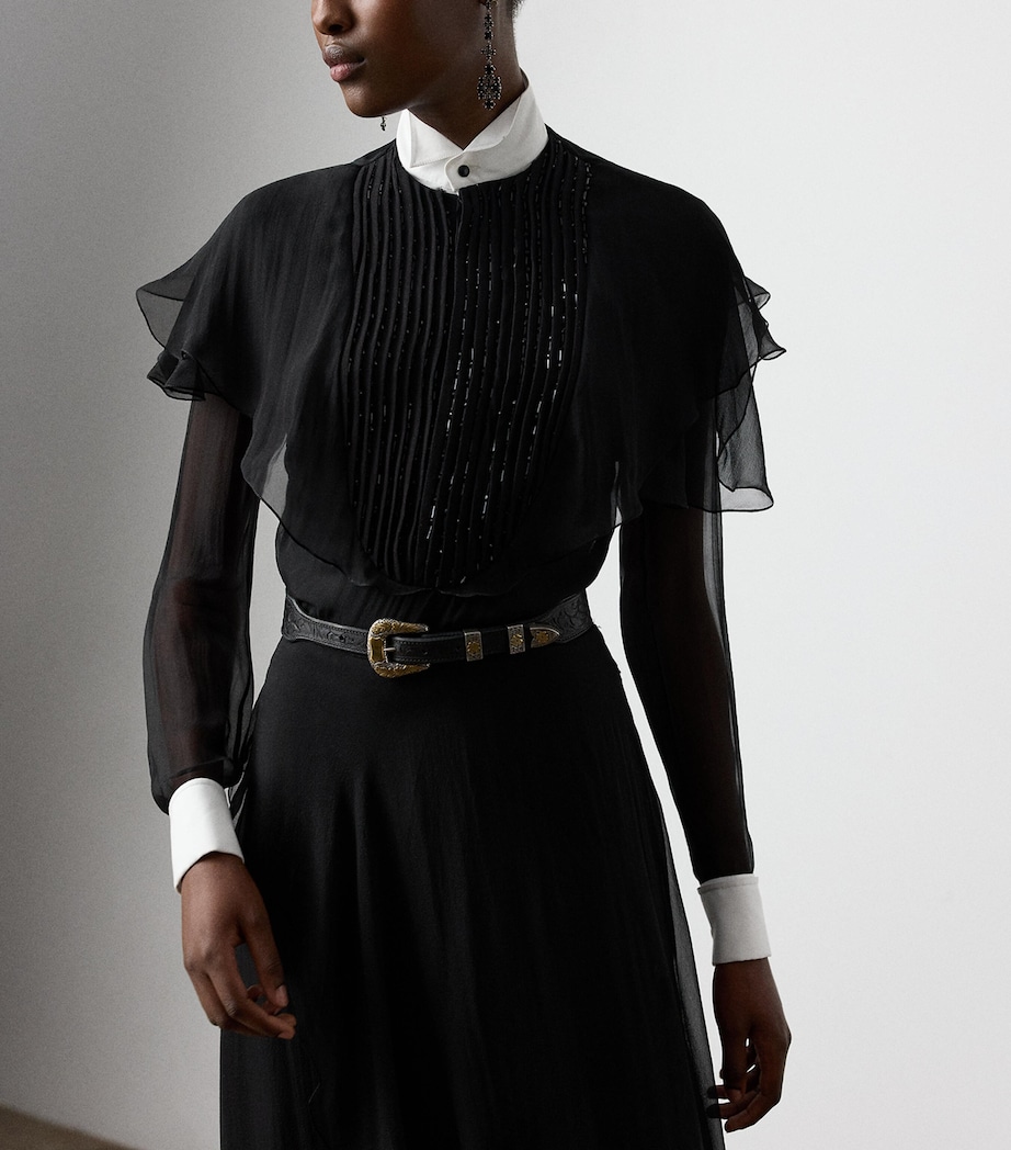 Silk Chiffon Emala Evening Dress BLACK Image 2