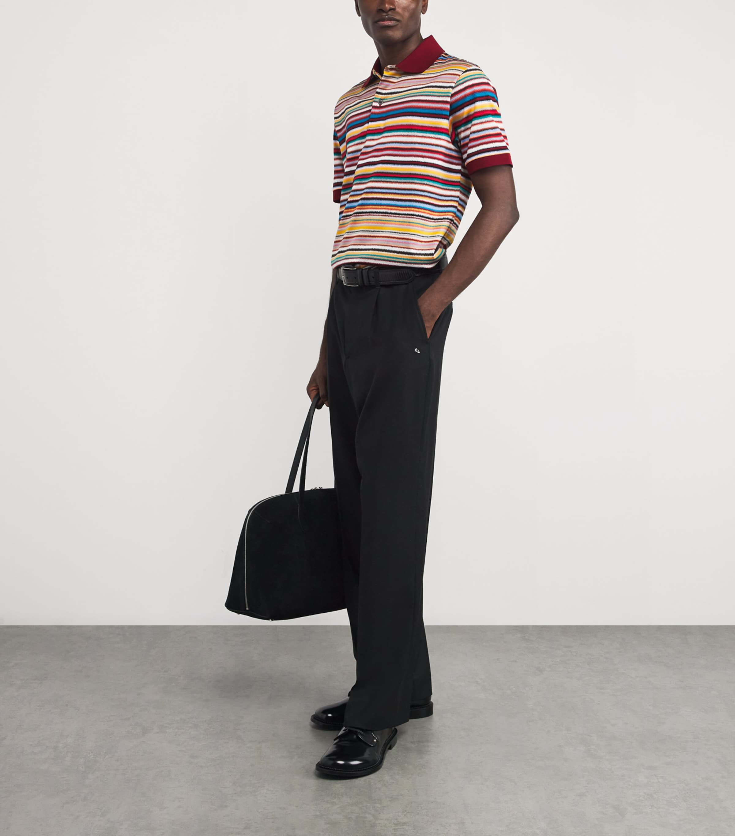 Cotton Noisy Stripe Polo Shirt 92_MULTI COLOURED Image 2