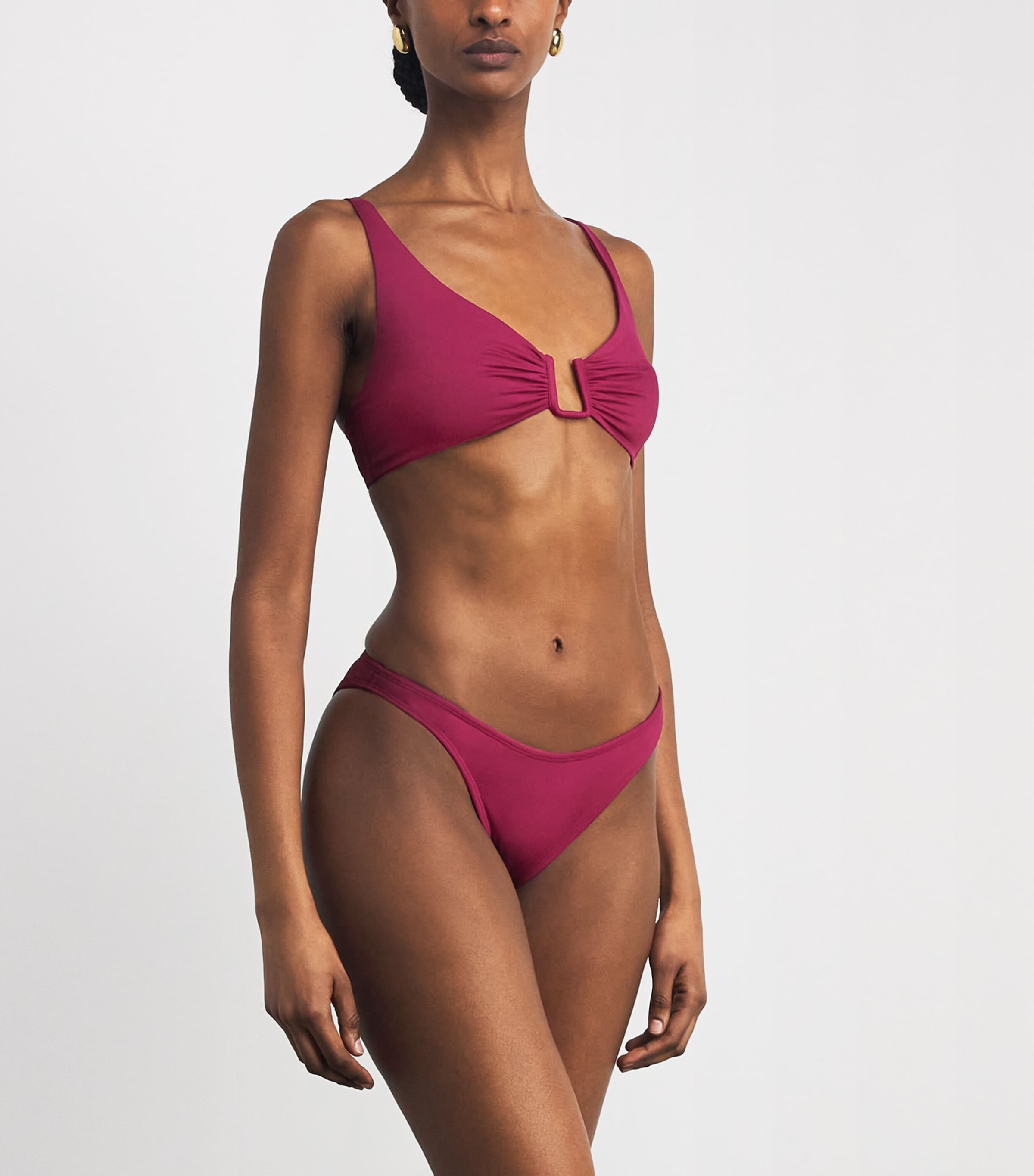 AWAY THAT DAY Womens Palma Plunge Bikini Top Cassis Image 2