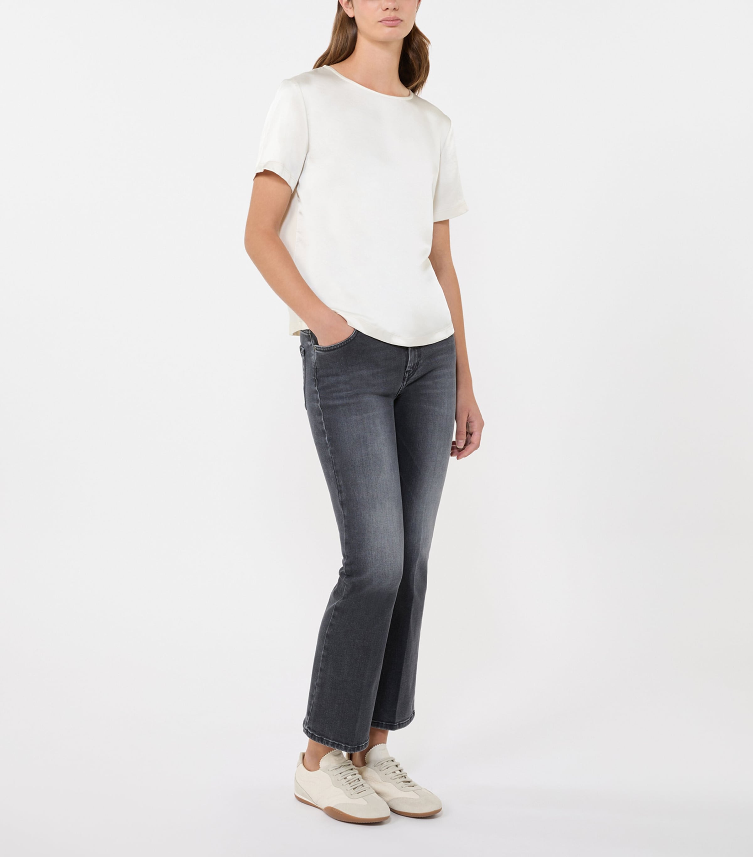 Weekend Max Mara Womens Satin T-Shirt Ecru Image 2
