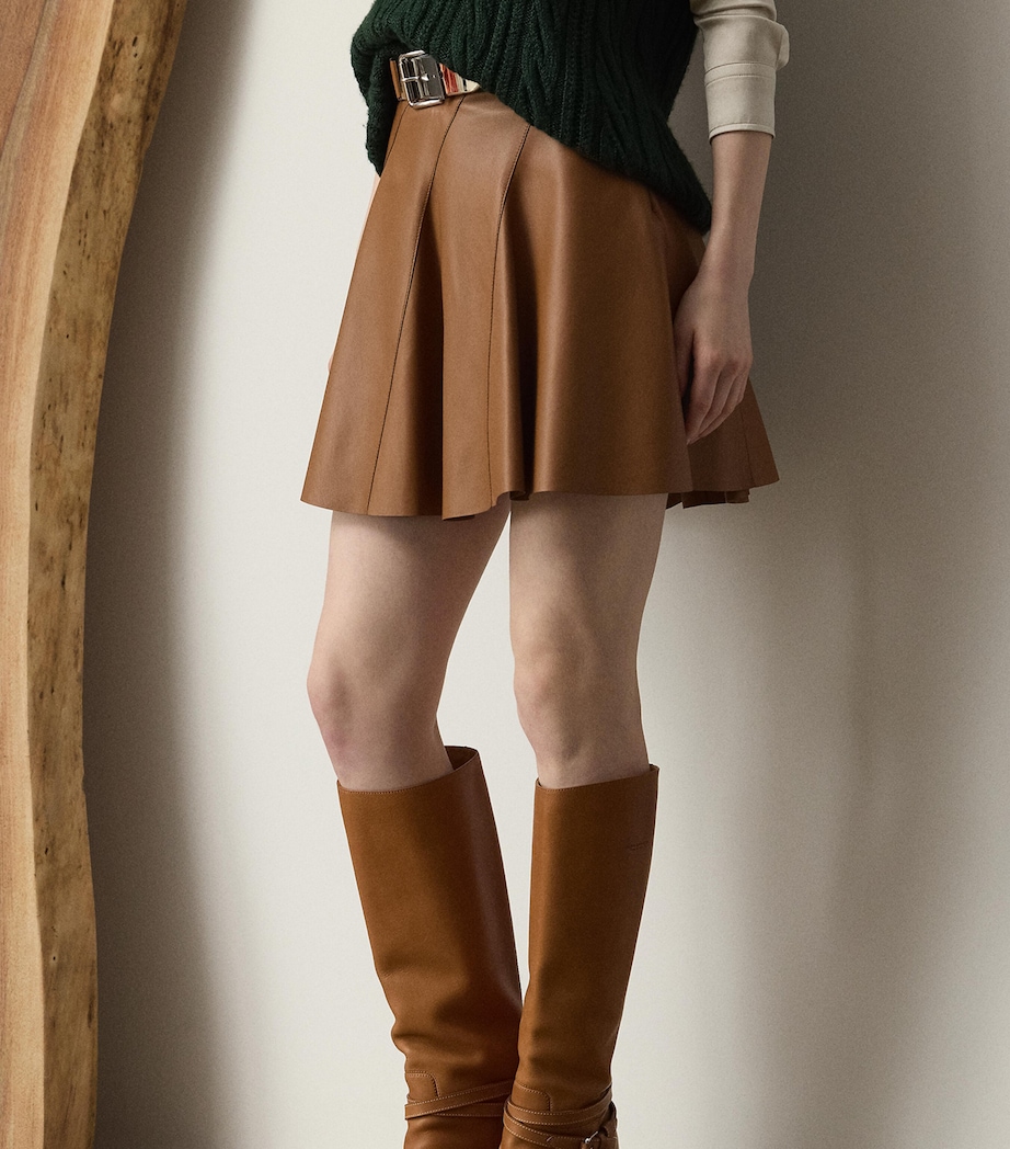 Leather Flared Skirt LIGHT TOFFEE Image 2