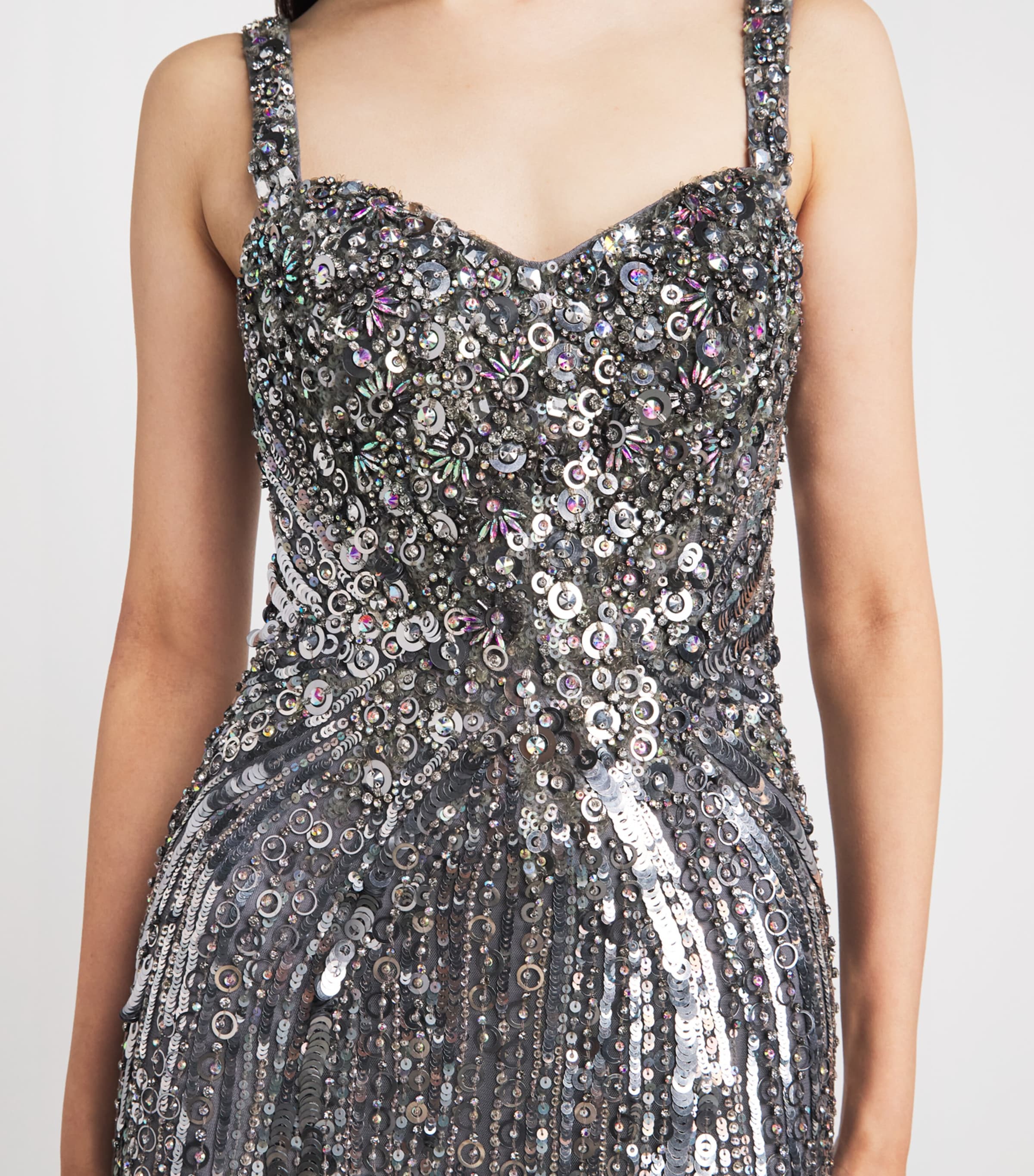 Jenny Packham Womens Embellished Jupiter Mini Dress Steel Ash Image 3