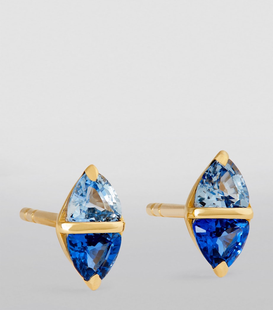 Yellow Gold and Sapphire Diamond Stud Earrings YELLOW GOLD Image 2