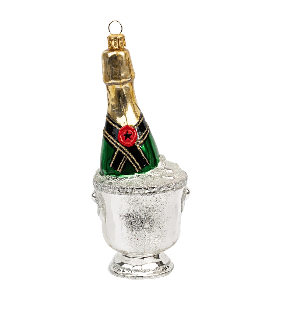 Glass Champagne and Ice Bucket Tree Decoration MULTI Image 1
