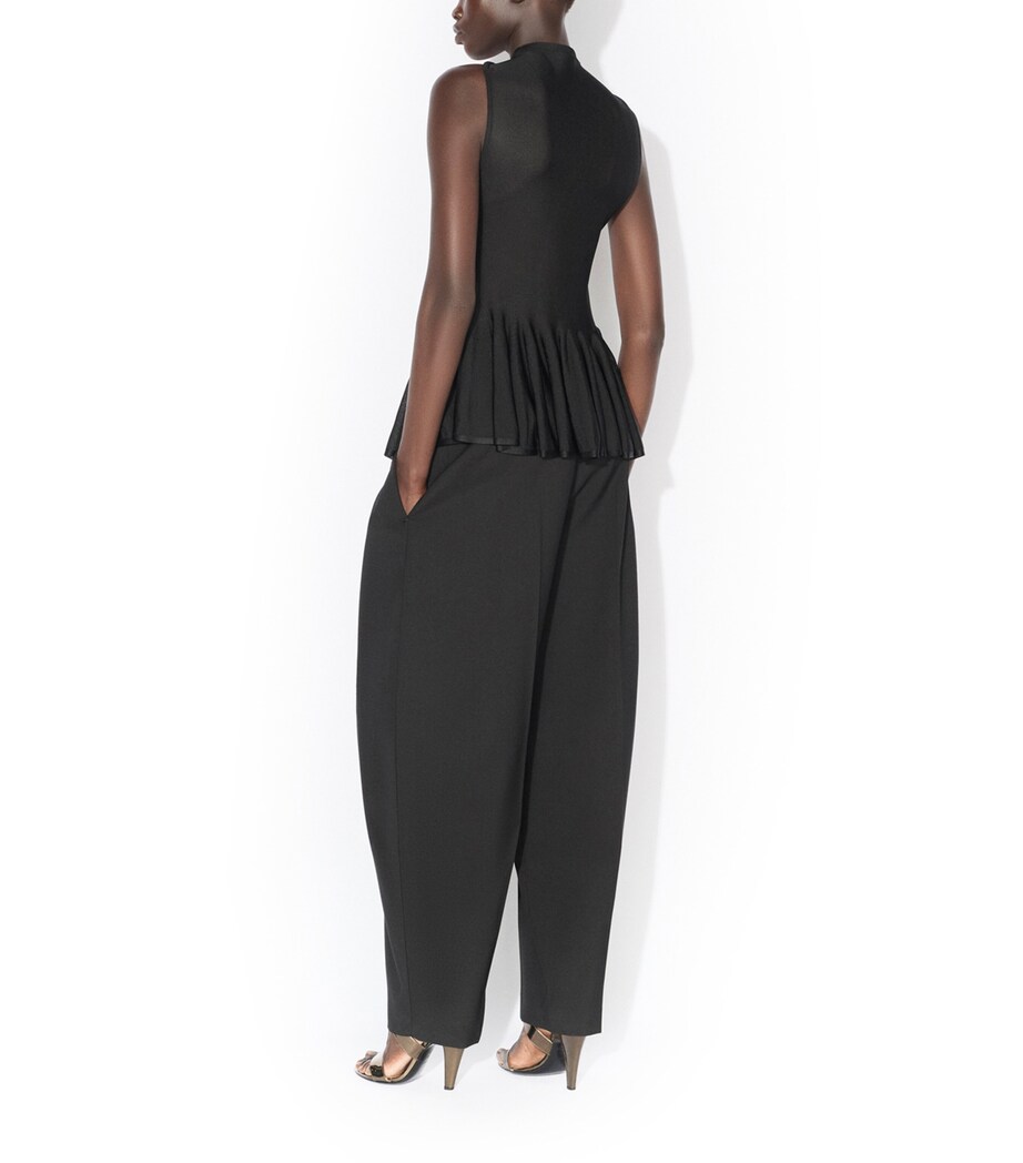 Alaïa Womens Asymmetric Godet Tank Top Noir Alaia Image 3