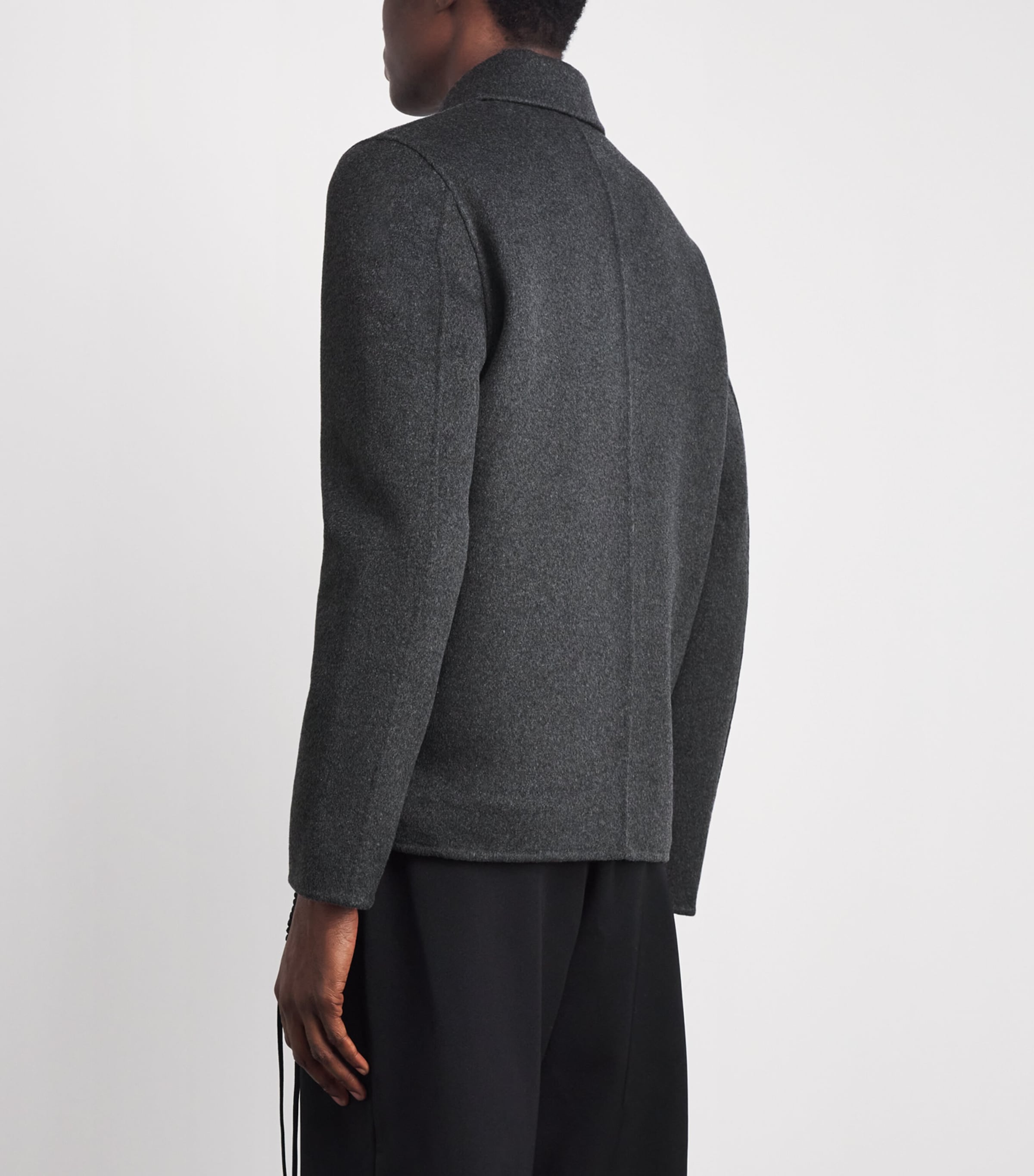 Samsøe Samsøe Mens Recycled Wool-Blend Sapaulo Overshirt Dark Grey Mel. Image 5