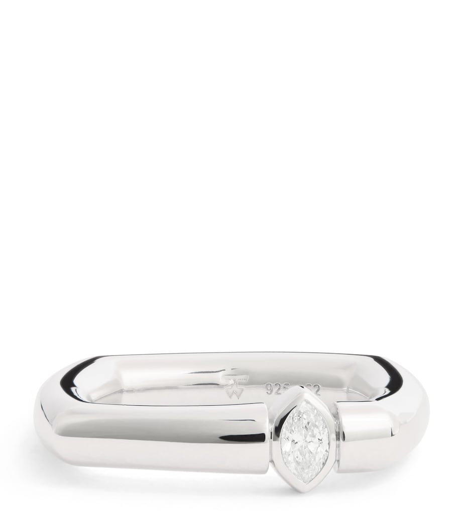 Tom Wood Rhodium-Plated Sterling Silver Slim Diamond Frame Ring Sterling Silver Image 1