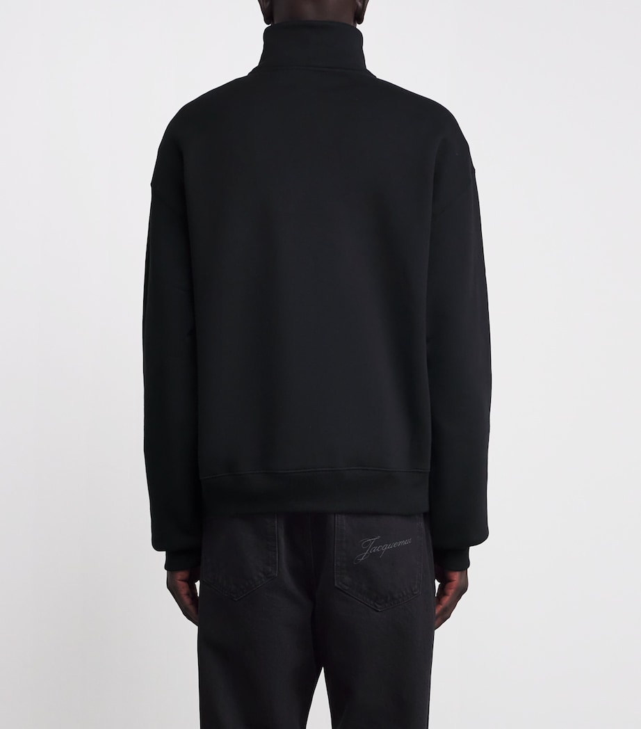 Cotton Logo Quarter-Zip Sweater 990-BLACK Image 4
