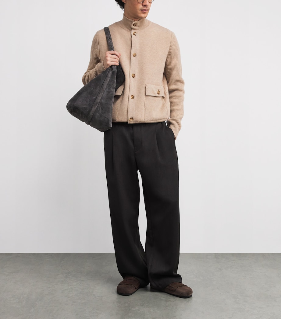 Wool-Blend High-Neck Cardigan 210BC BEIGE Image 2