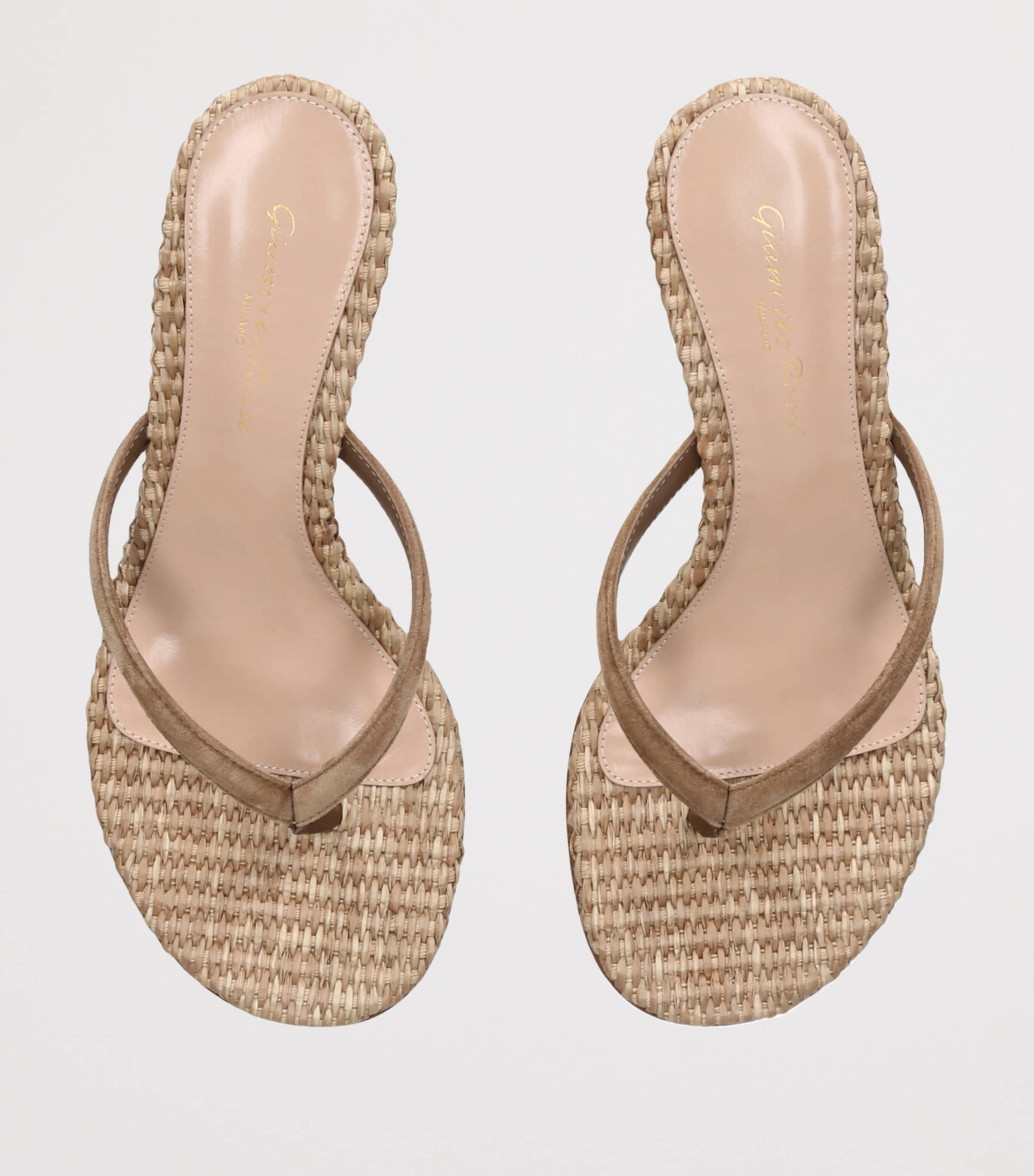Raffia Calypso Thong Sandals 45 CAMEL Image 4