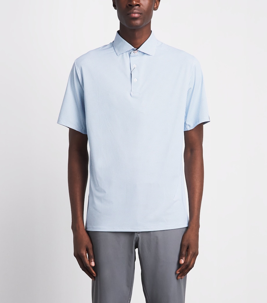KJUS Mens Printed Golfer Polo Shirt Vapor Blue/white Image 4