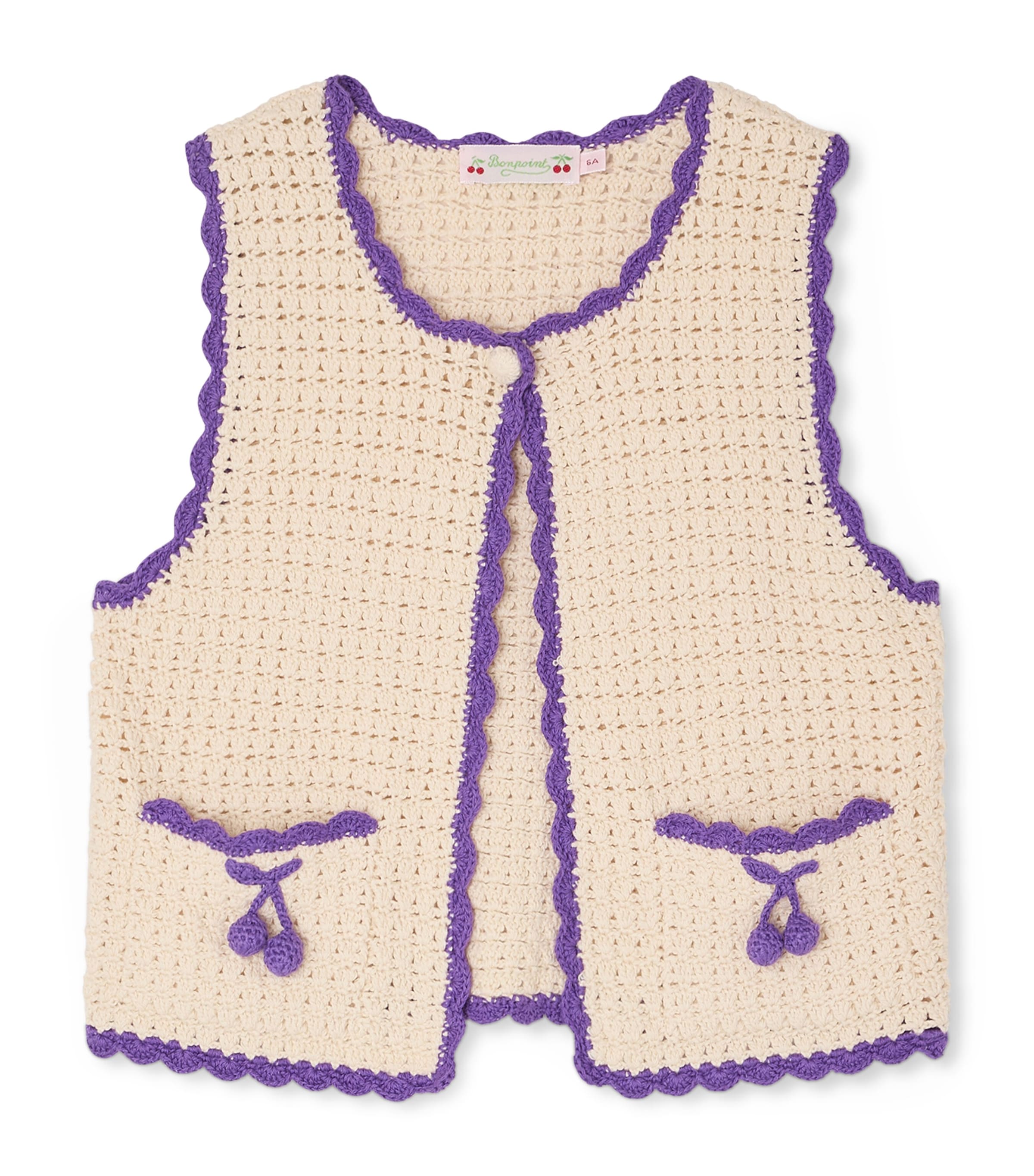 Bonpoint Kids' Cotton Crochet Laila Dress In Neutral