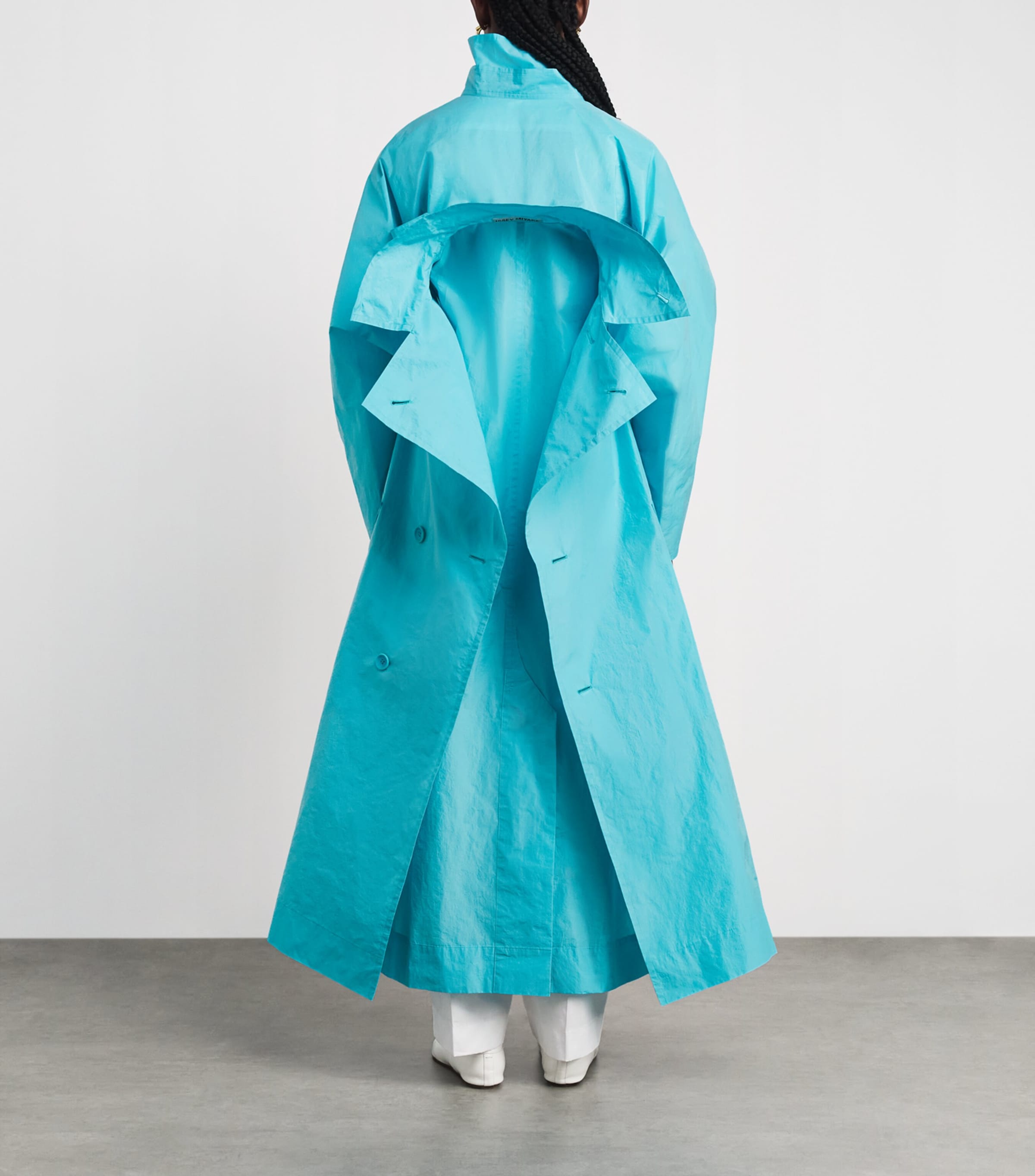 Issey Miyake Womens Correlation Trench Coat Light Blue Image 2