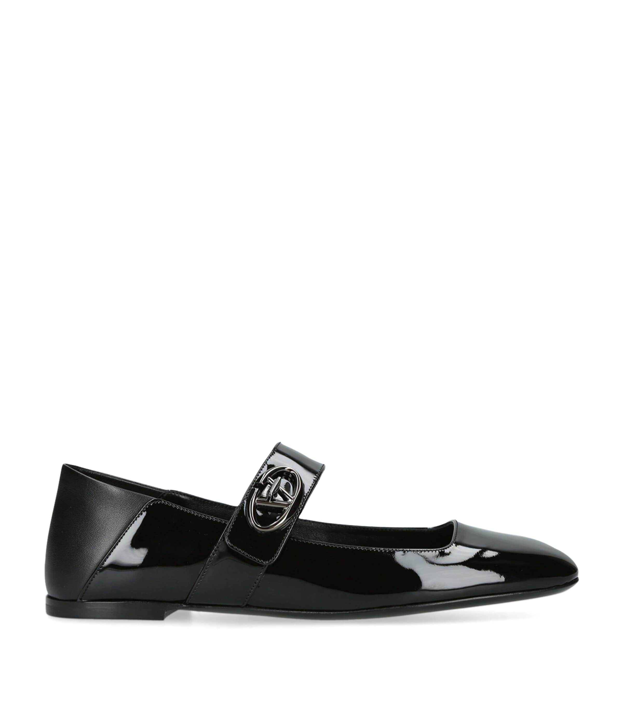 Valentino Garavani Patent Leather Vlogo Locker Ballet Flats In Black