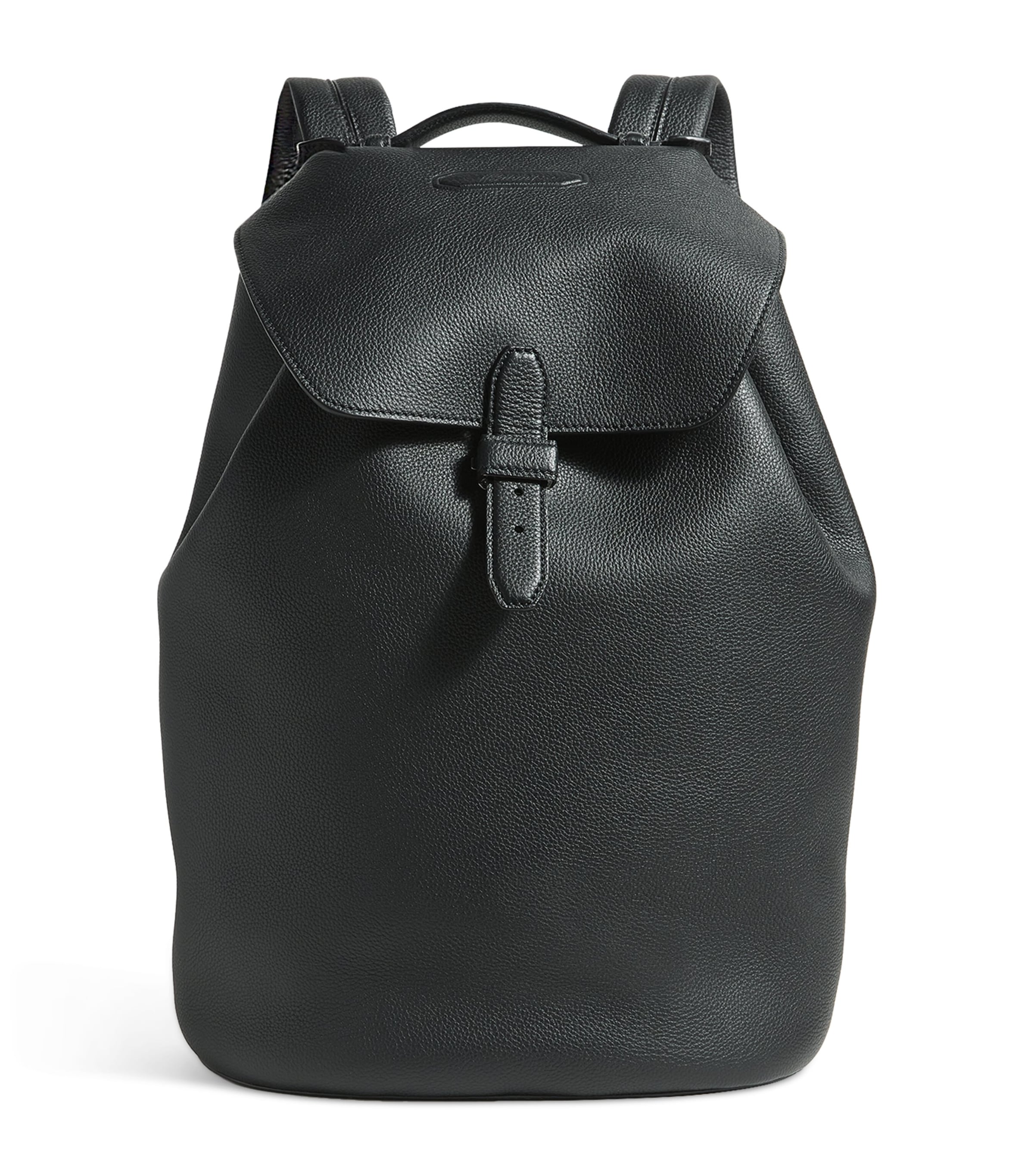 Brioni Grained Leather Backpack In Black