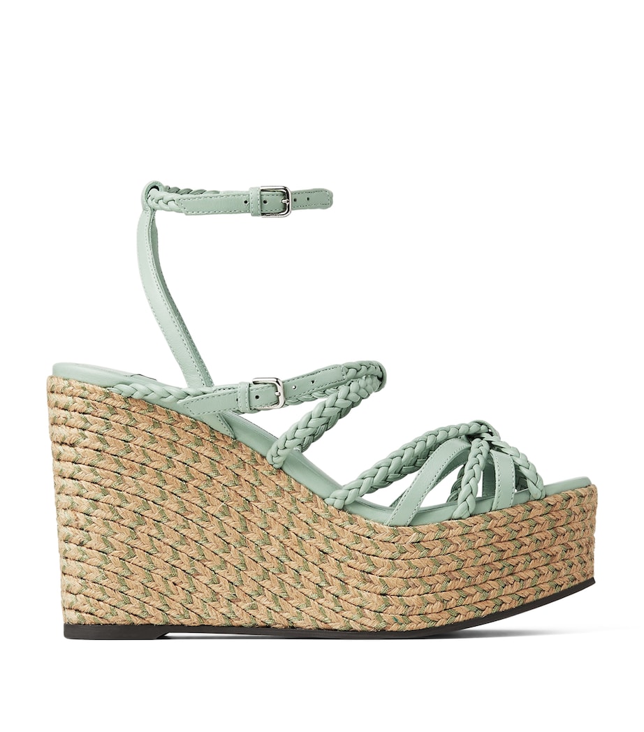 Jimmy Choo Nyra 100 Leather Wedge Heels Verde Mix Image 1