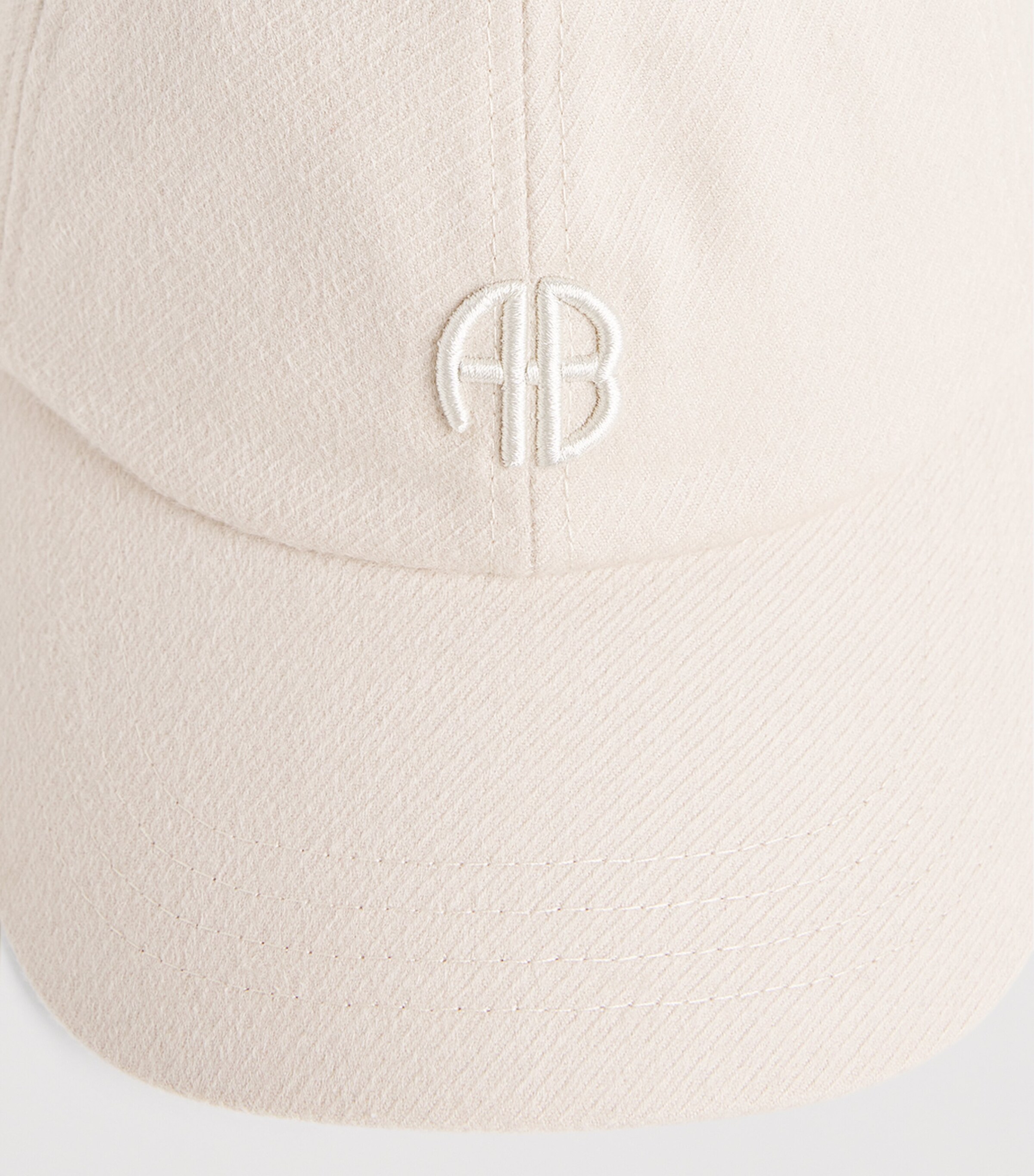 ANINE BING Embroidered Jeremy Baseball Cap Beige Wool Image 4
