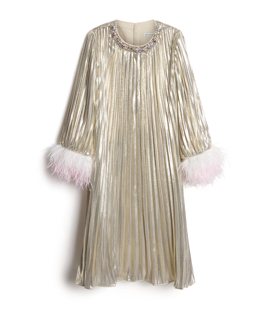 Metallic Feather-Trimmed Chiffon Dress (5-12 Years) CHAMPAGNE Image 1