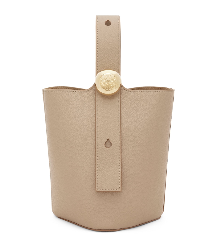 Mini Leather Pebble Bucket Bag SAND Image 1
