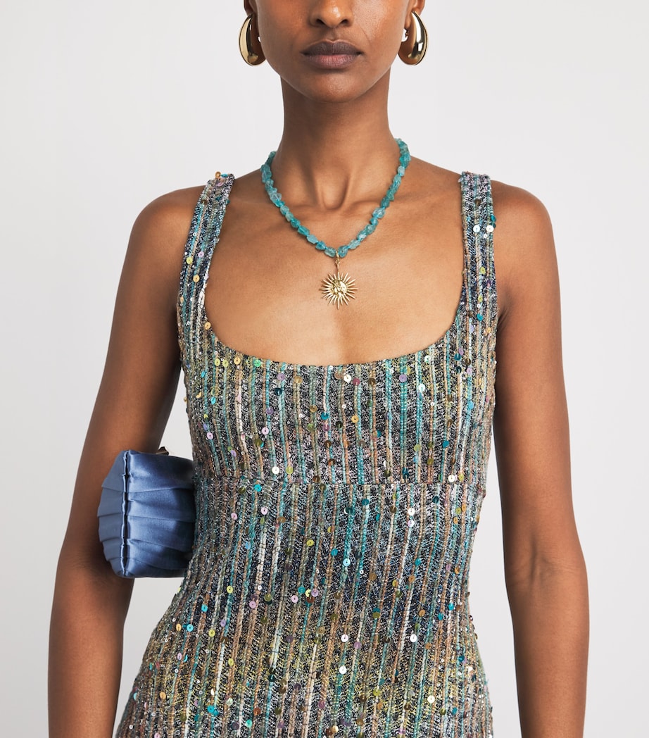 Missoni Womens Metallic Knit Maxi Dress Smsntmlt Brwn Bl Wht Image 3
