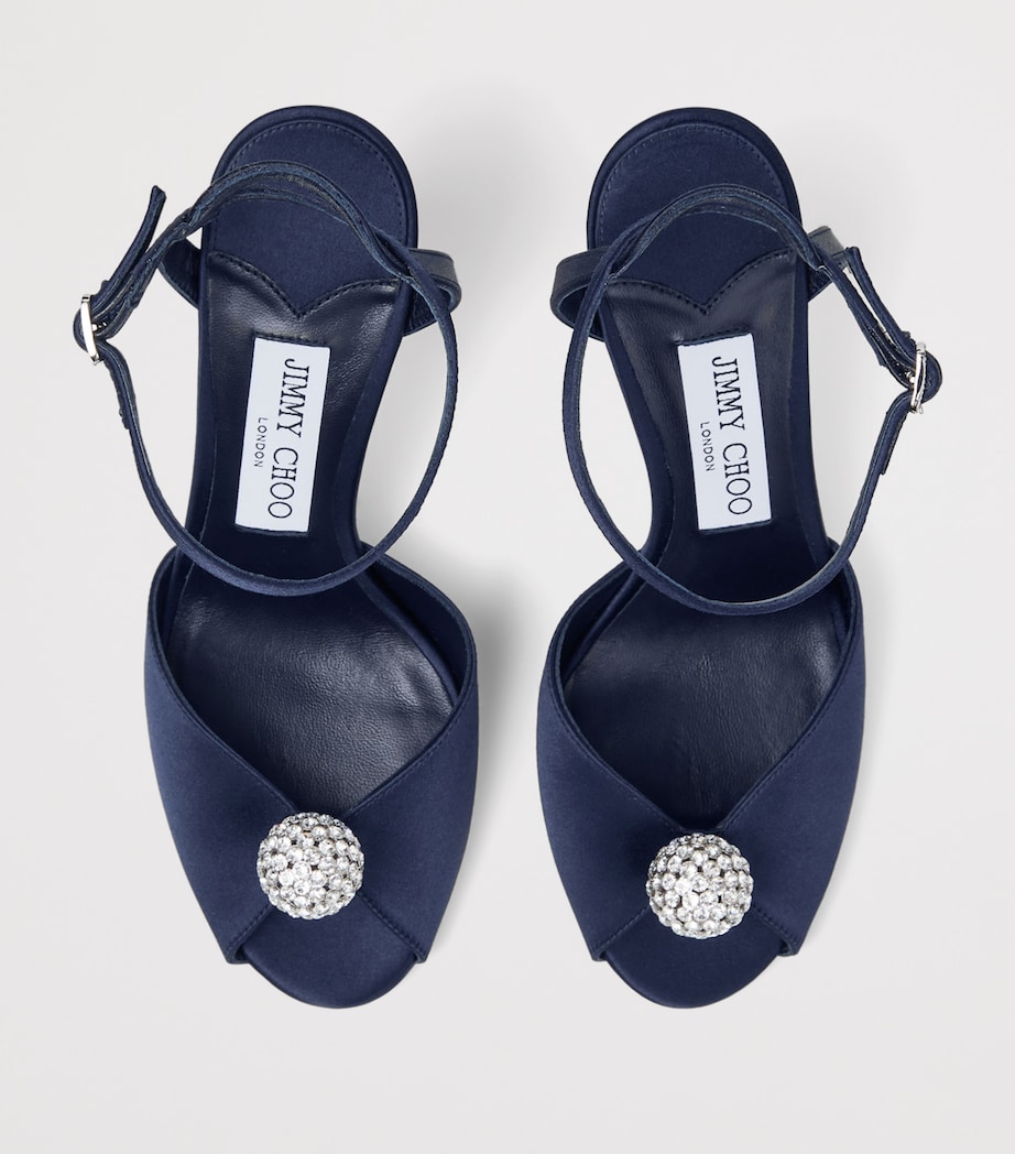 Jimmy Choo Sacora 85 Satin Heeled Sandals Marine/crystal Image 4